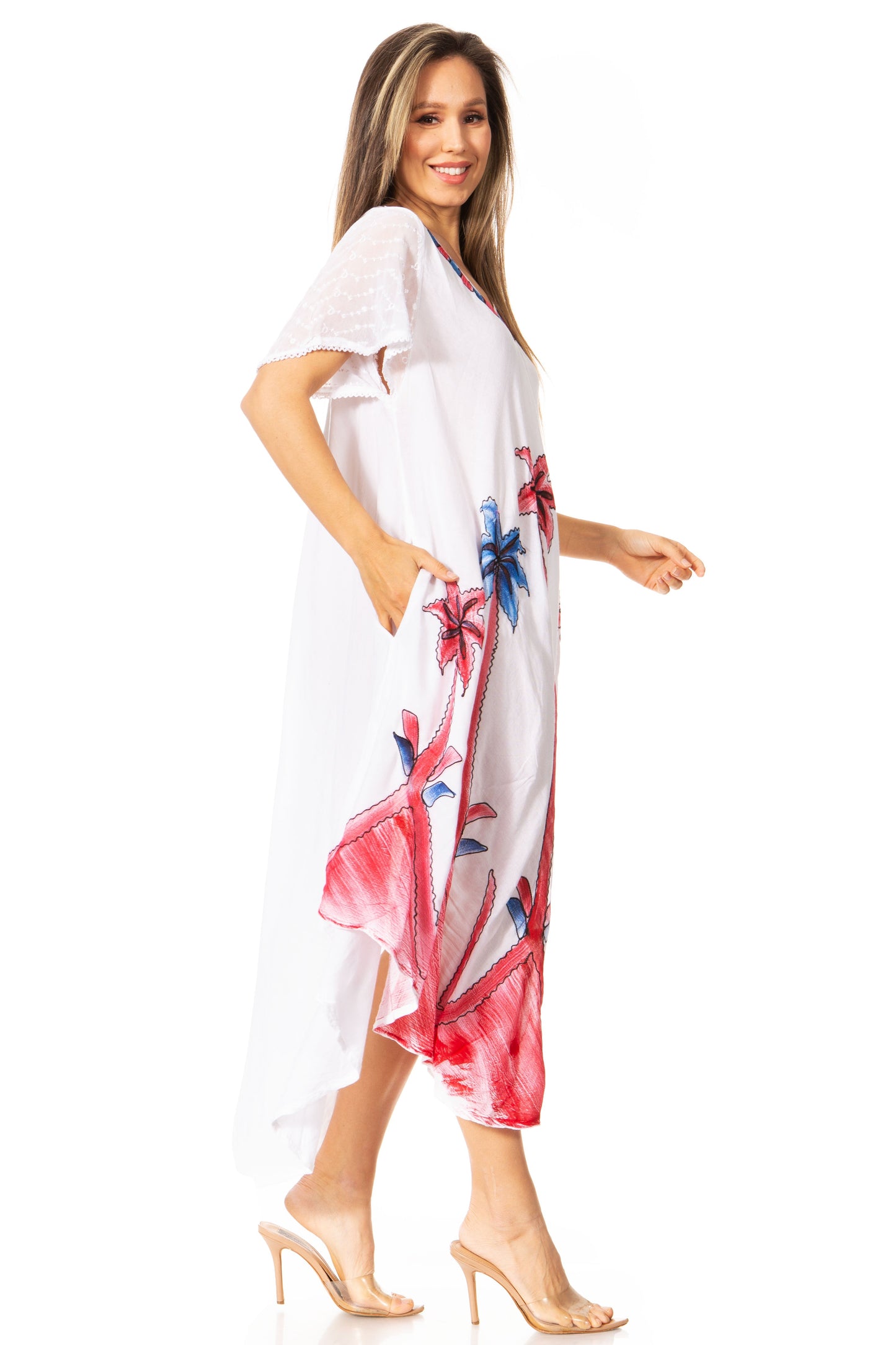 Sakkas Watercolor Palm Tree Tank Caftan Dress - Concordia Style Boutique