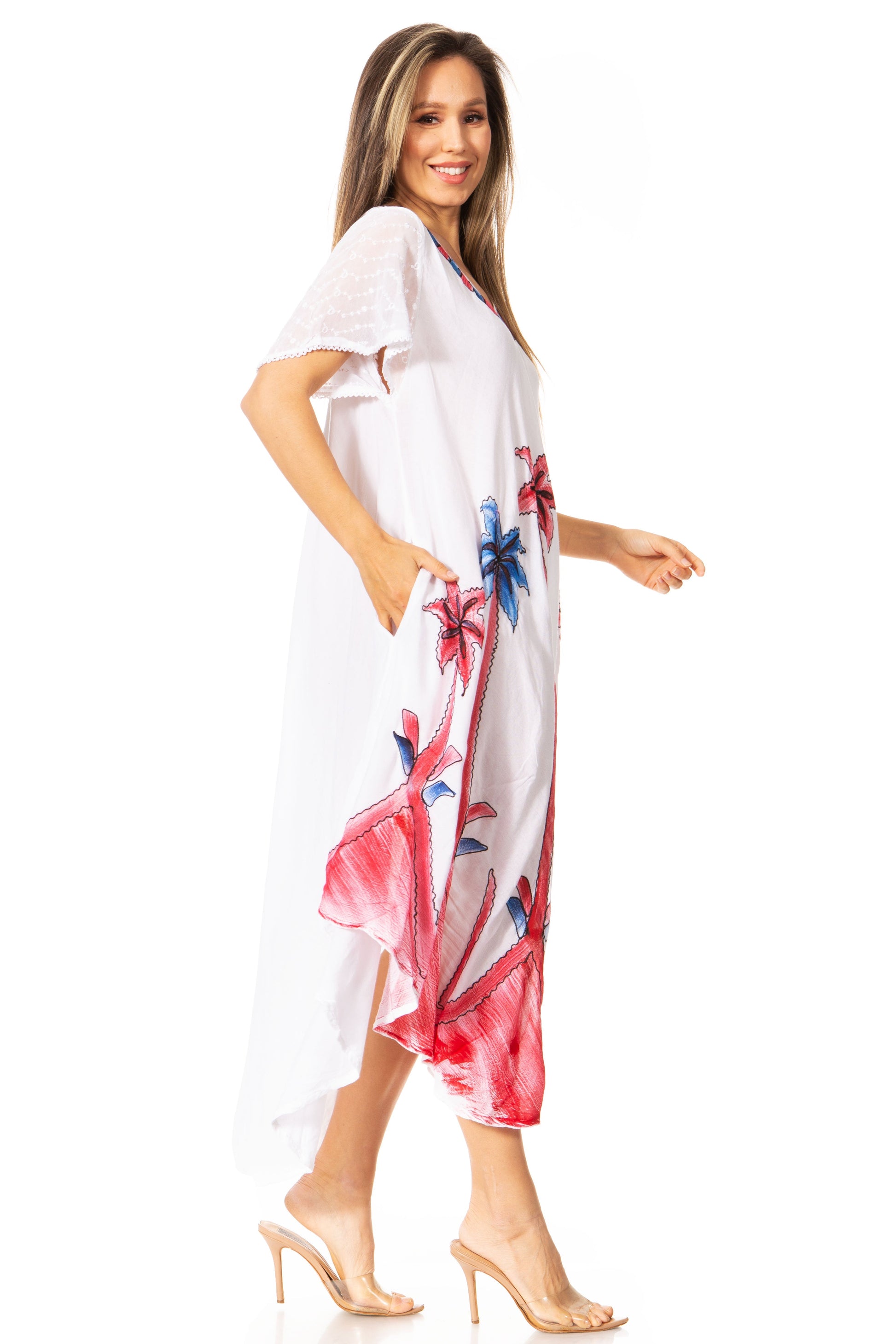 Sakkas Watercolor Palm Tree Tank Caftan Dress - Concordia Style Boutique