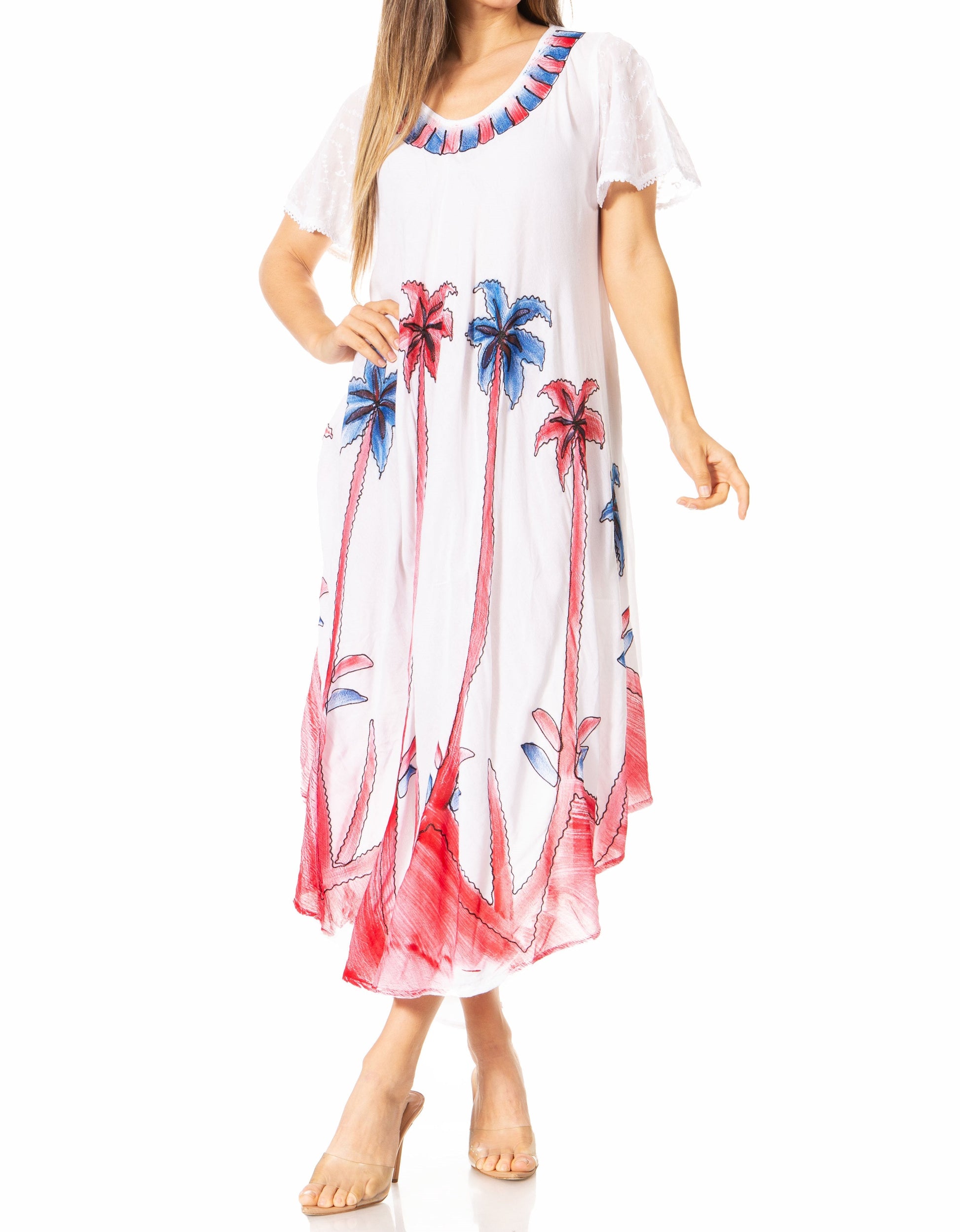 Sakkas Watercolor Palm Tree Tank Caftan Dress - Concordia Style Boutique