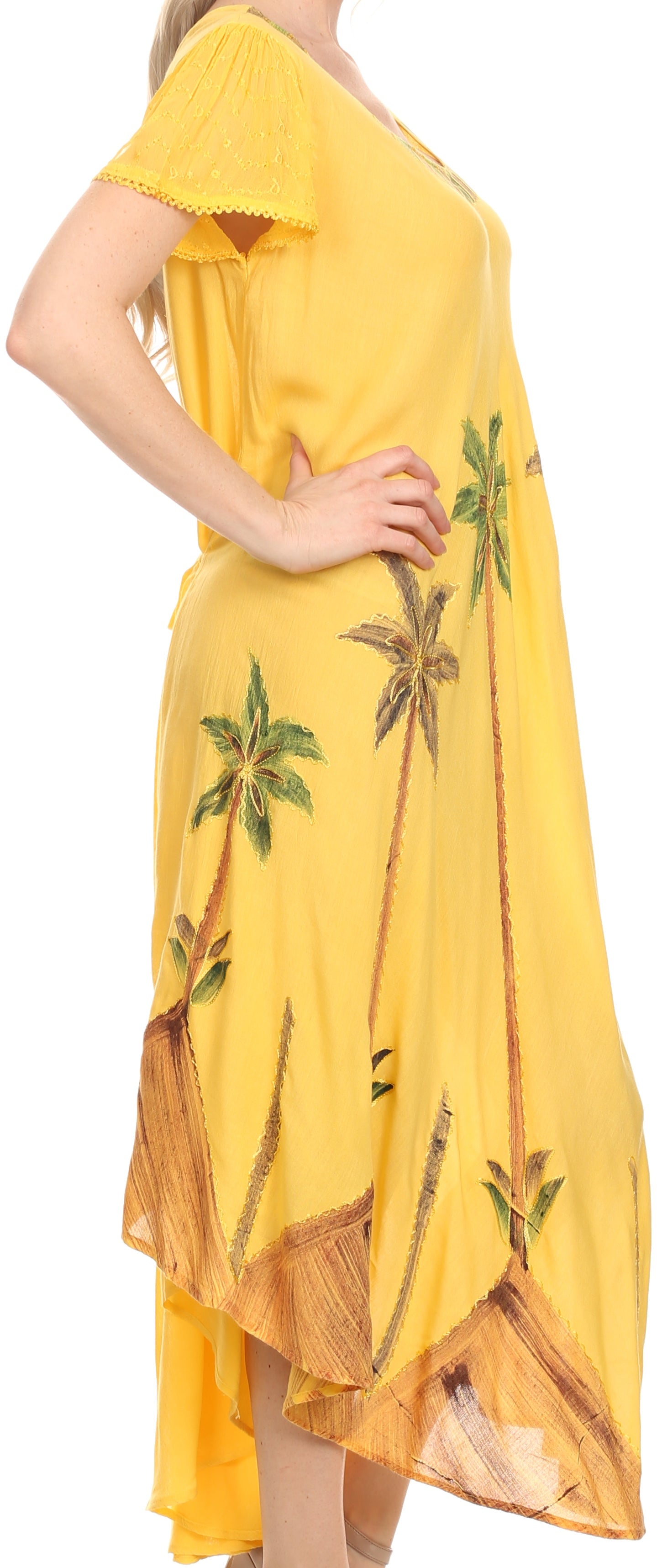 Sakkas Watercolor Palm Tree Tank Caftan Dress - Concordia Style Boutique