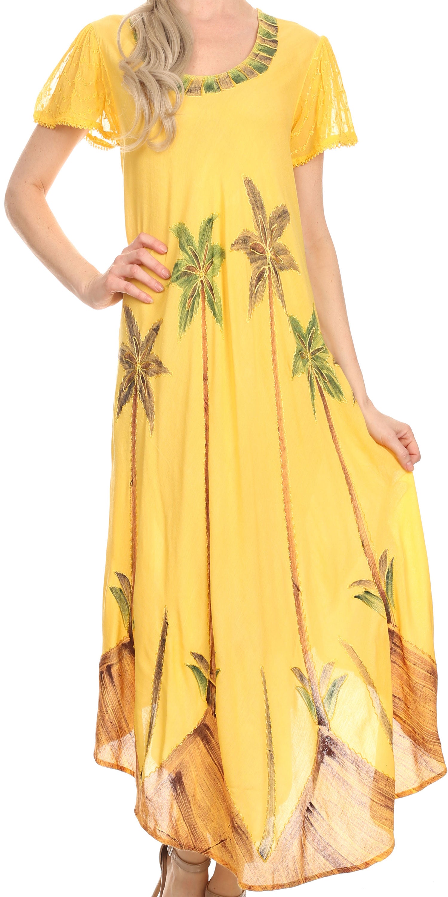 Sakkas Watercolor Palm Tree Tank Caftan Dress - Concordia Style Boutique