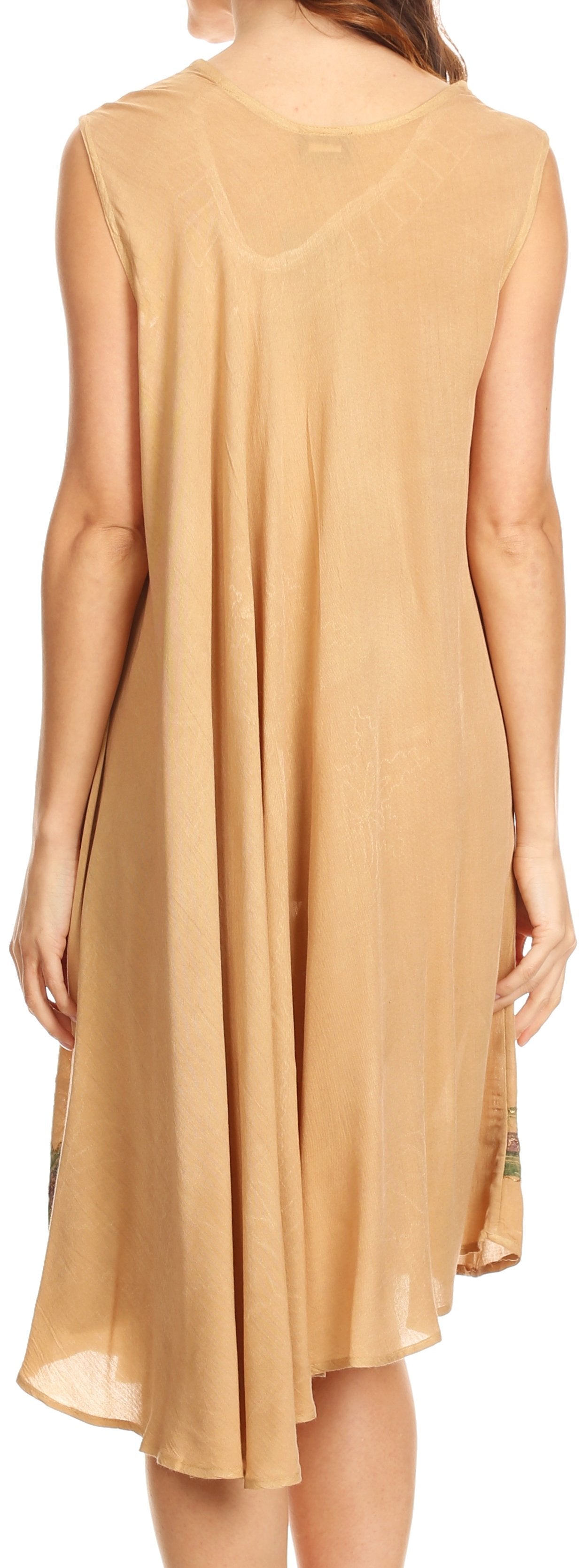 Sakkas Watercolor Palm Tree Tank Caftan Short Dress - Concordia Style Boutique