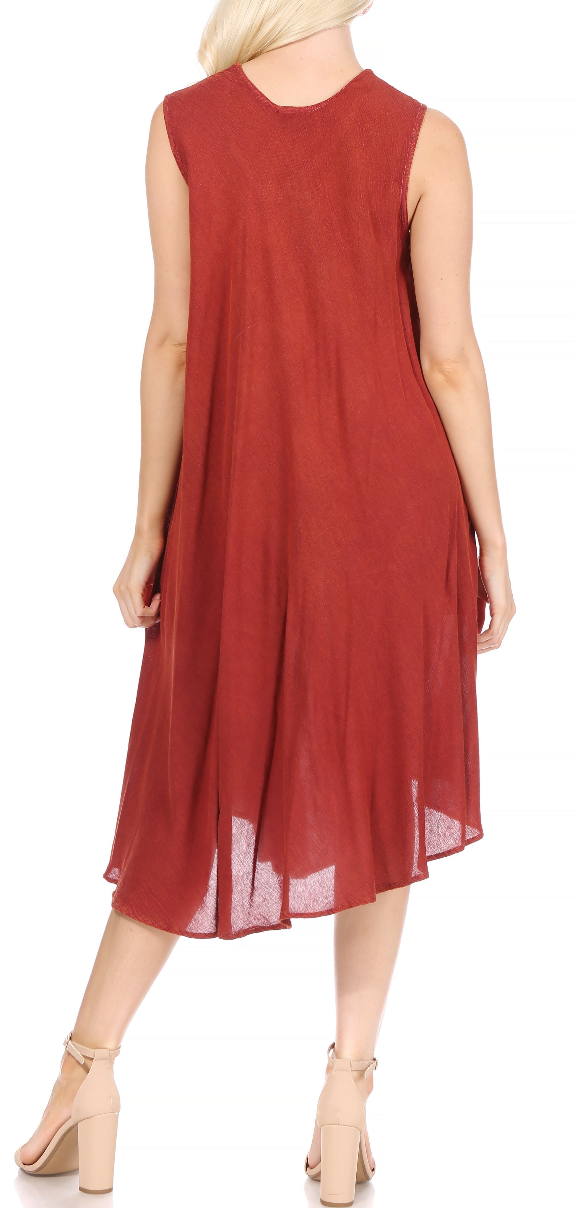 Sakkas Watercolor Palm Tree Tank Caftan Short Dress - Concordia Style Boutique