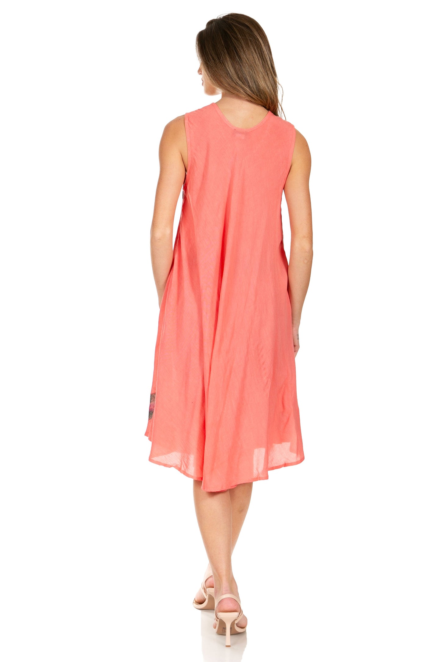Sakkas Watercolor Palm Tree Tank Caftan Short Dress - Concordia Style Boutique