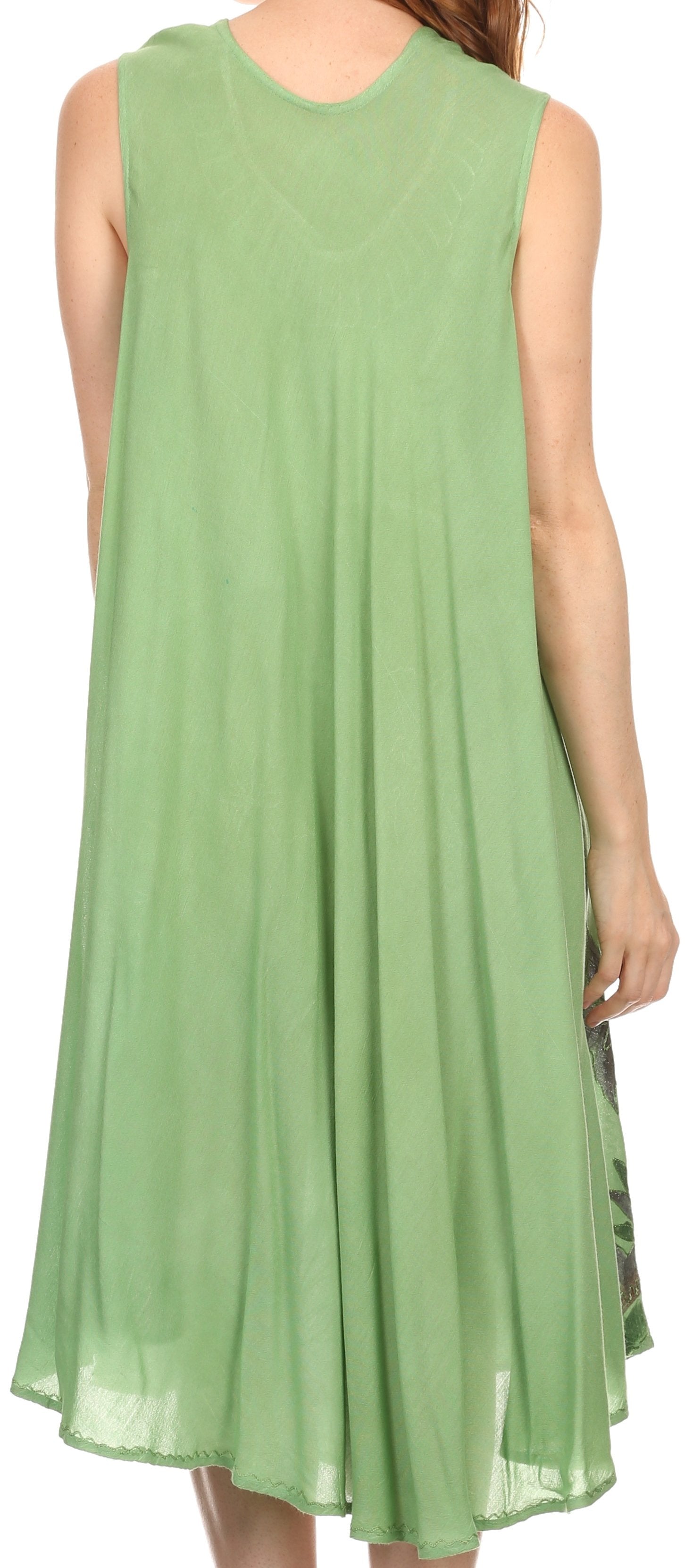 Sakkas Watercolor Palm Tree Tank Caftan Short Dress - Concordia Style Boutique