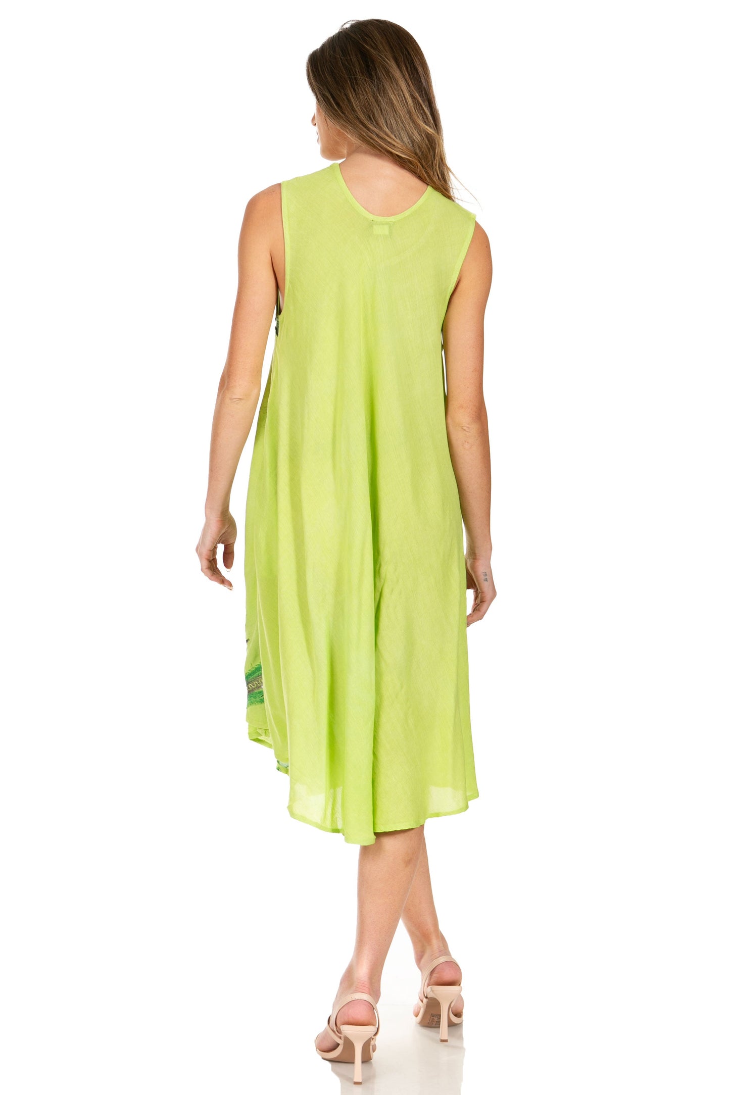 Sakkas Watercolor Palm Tree Tank Caftan Short Dress - Concordia Style Boutique