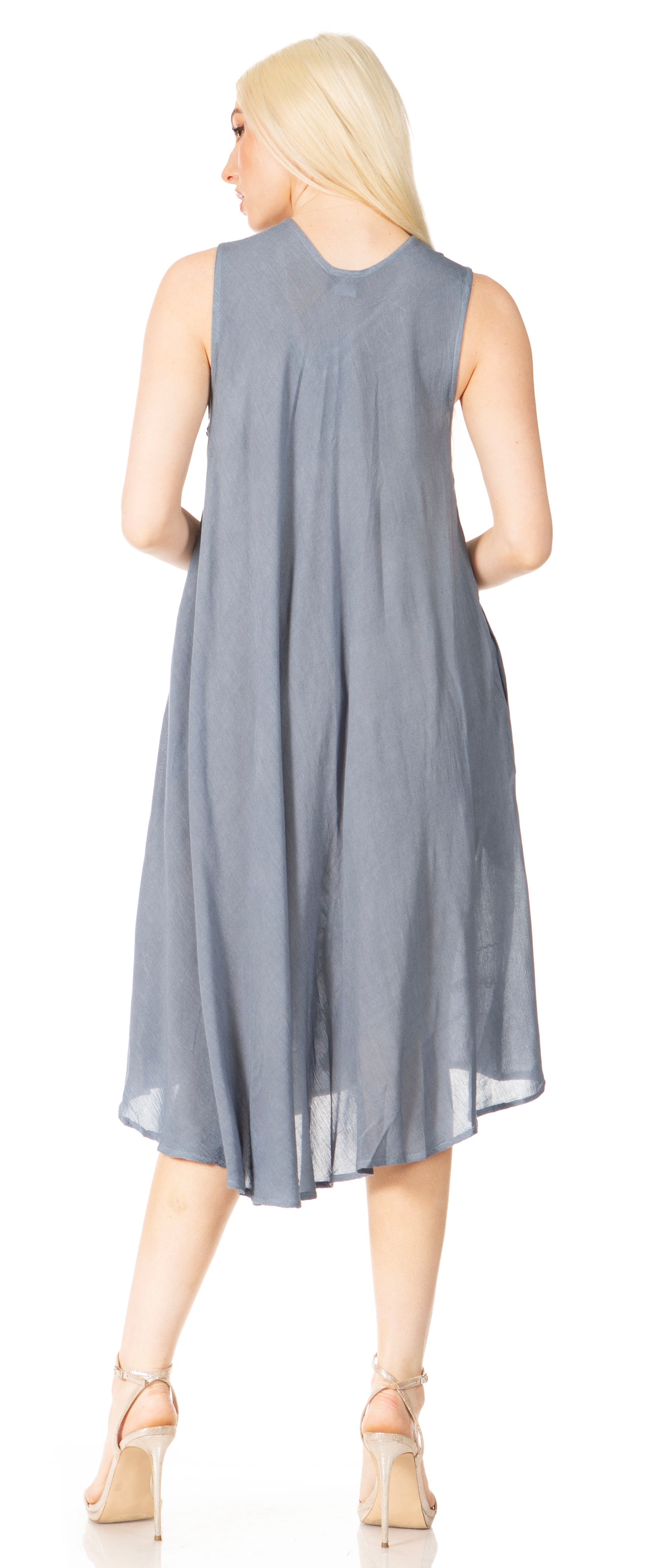 Sakkas Watercolor Palm Tree Tank Caftan Short Dress - Concordia Style Boutique