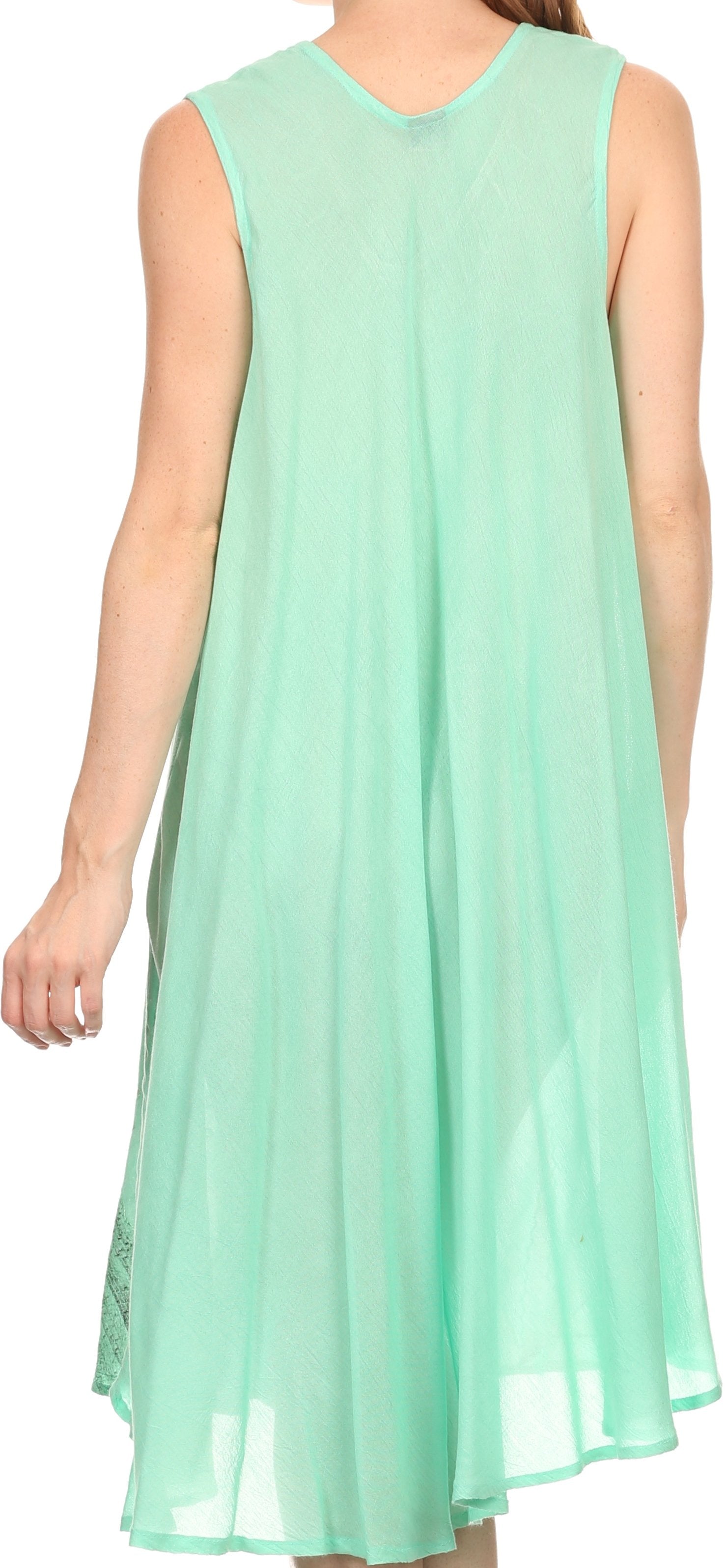 Sakkas Watercolor Palm Tree Tank Caftan Short Dress - Concordia Style Boutique