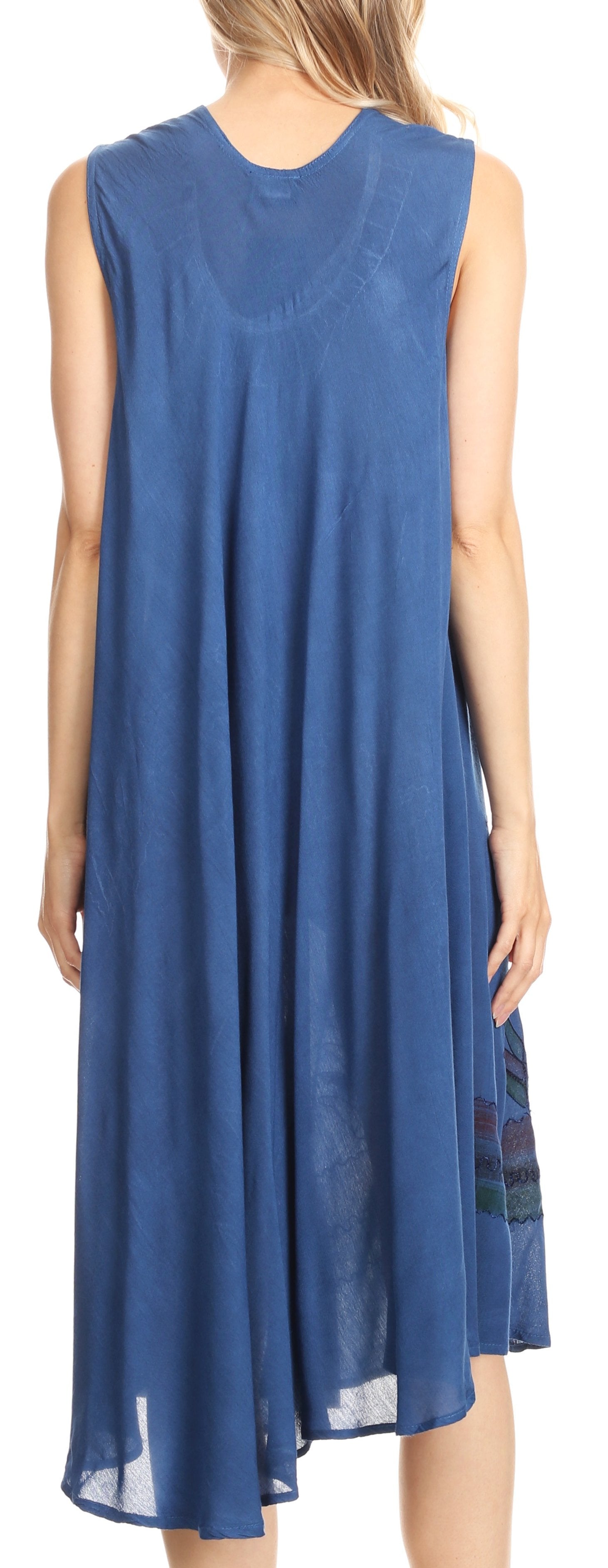 Sakkas Watercolor Palm Tree Tank Caftan Short Dress - Concordia Style Boutique