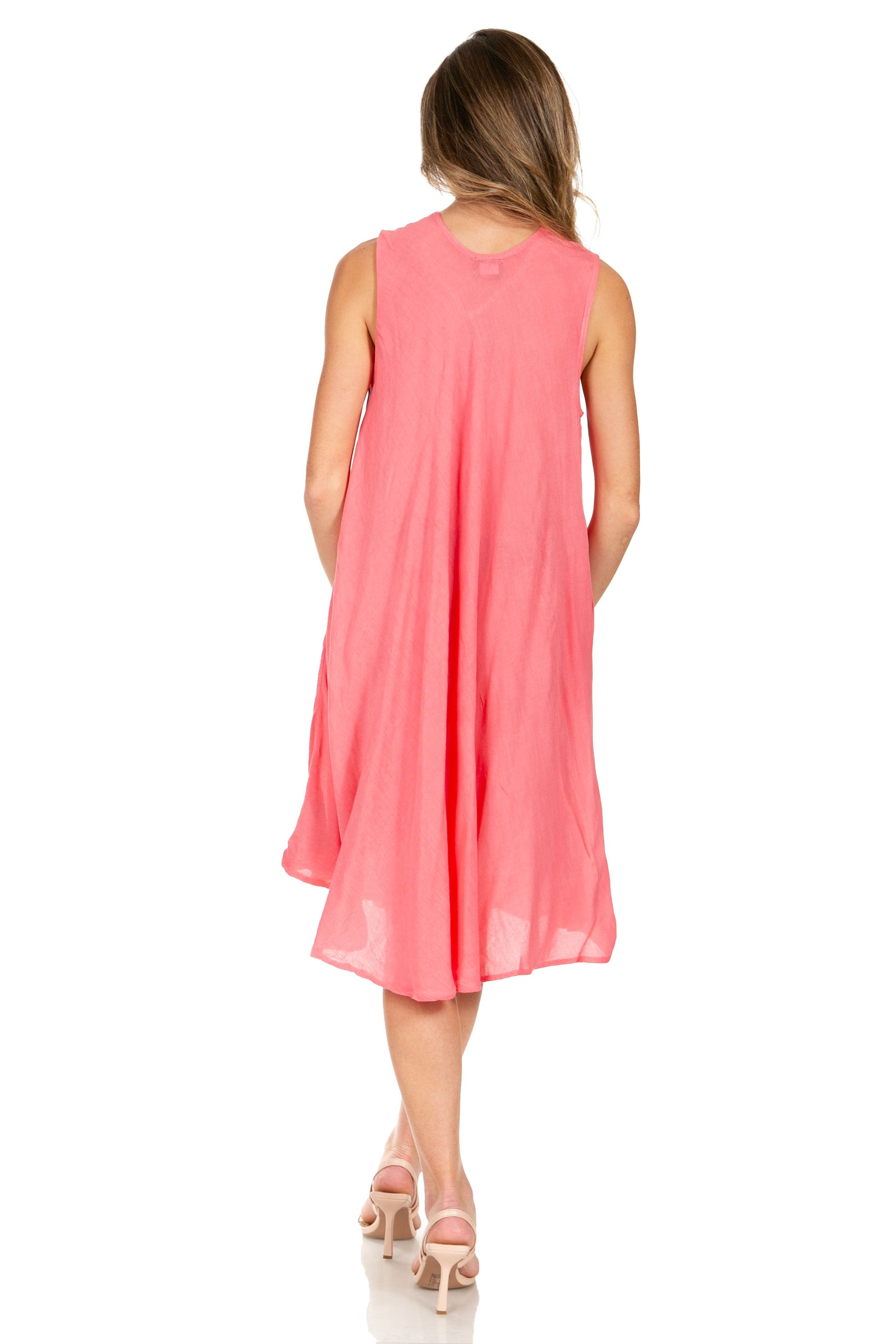 Sakkas Watercolor Palm Tree Tank Caftan Short Dress - Concordia Style Boutique