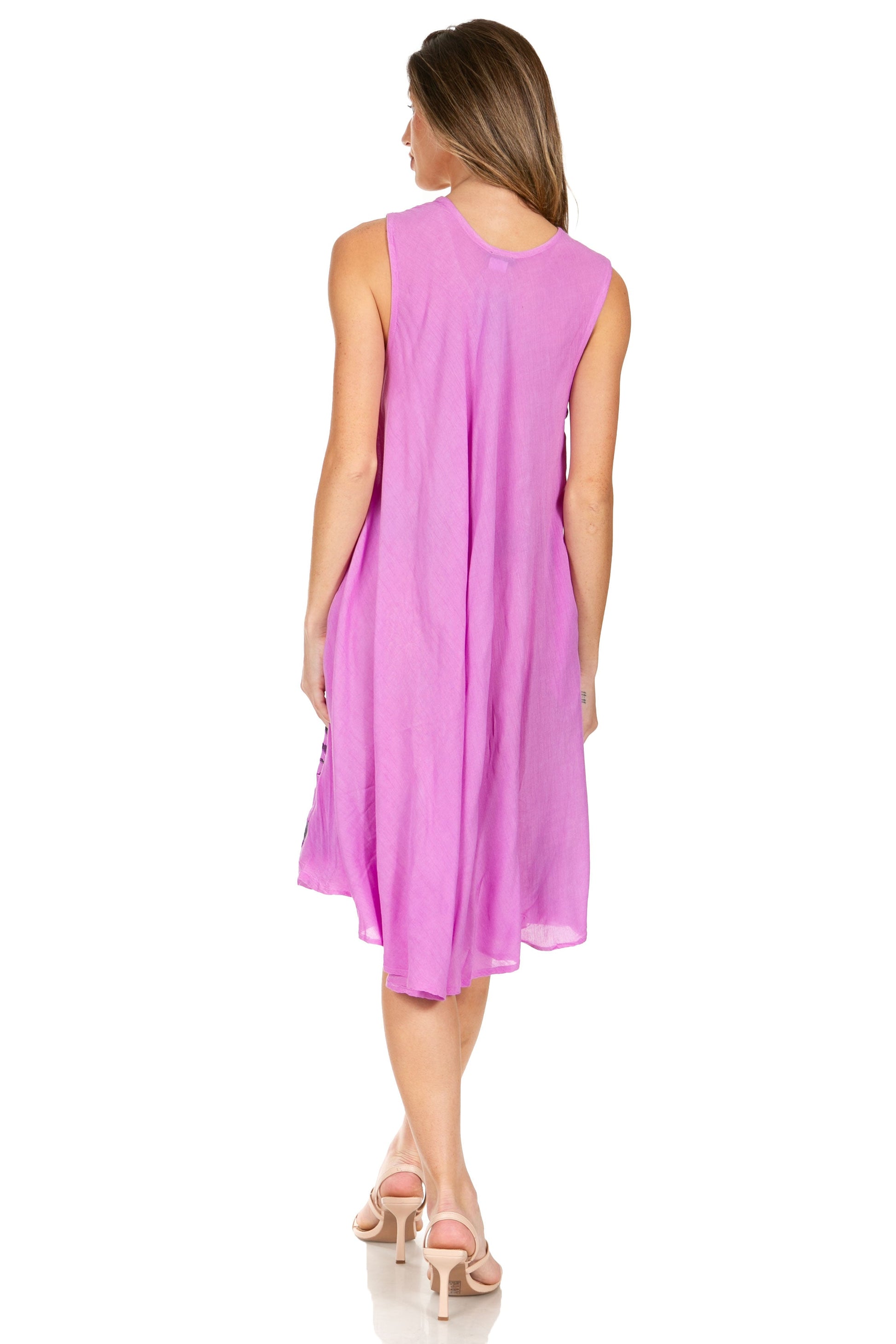 Sakkas Watercolor Palm Tree Tank Caftan Short Dress - Concordia Style Boutique