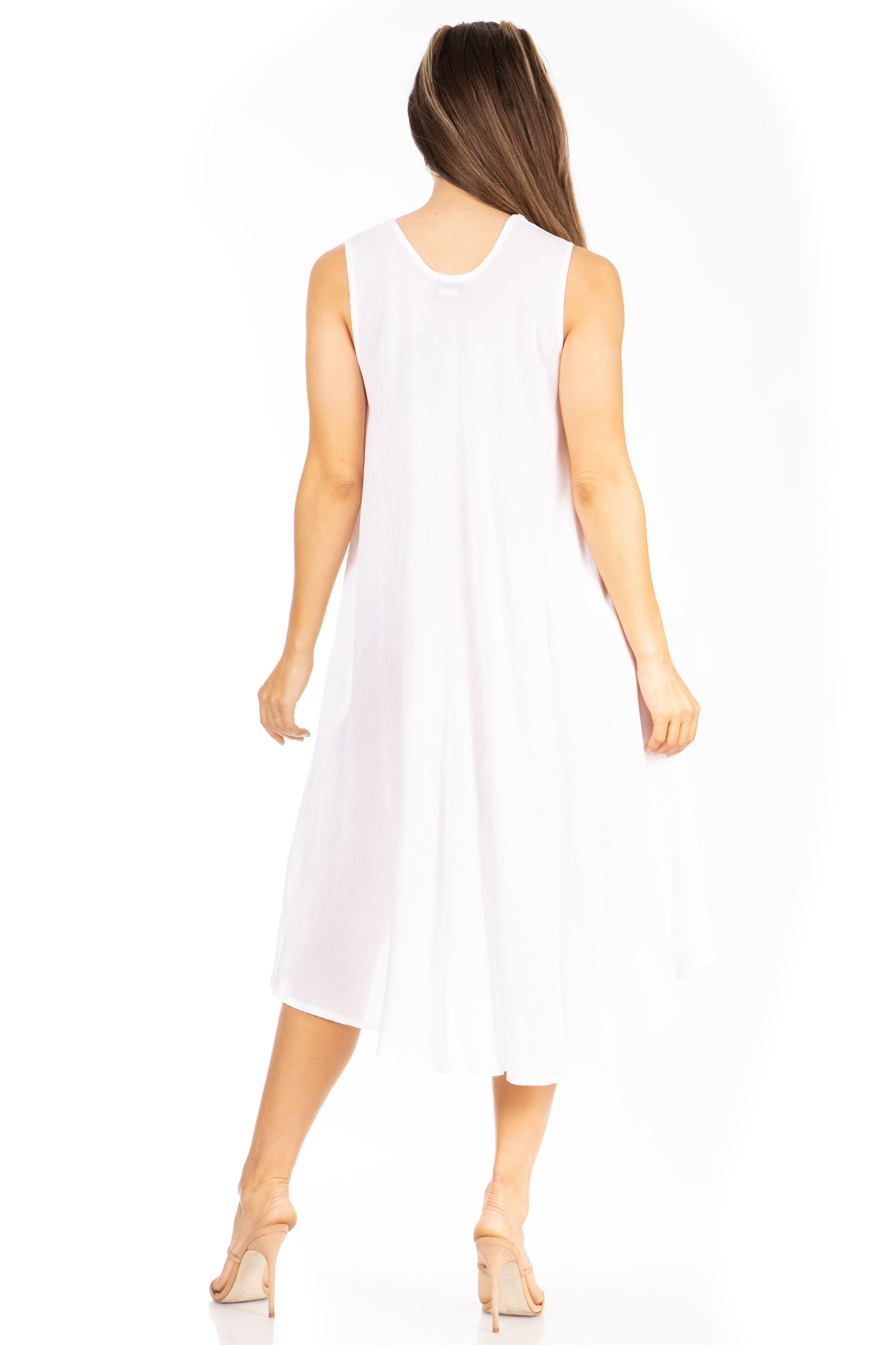 Sakkas Watercolor Palm Tree Tank Caftan Short Dress - Concordia Style Boutique