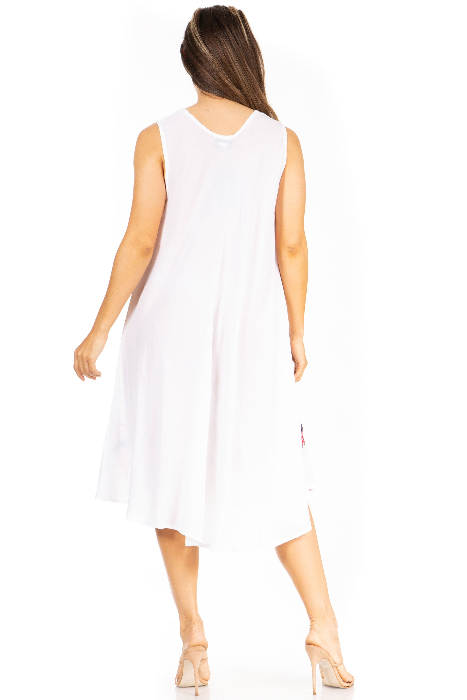 Sakkas Watercolor Palm Tree Tank Caftan Short Dress - Concordia Style Boutique