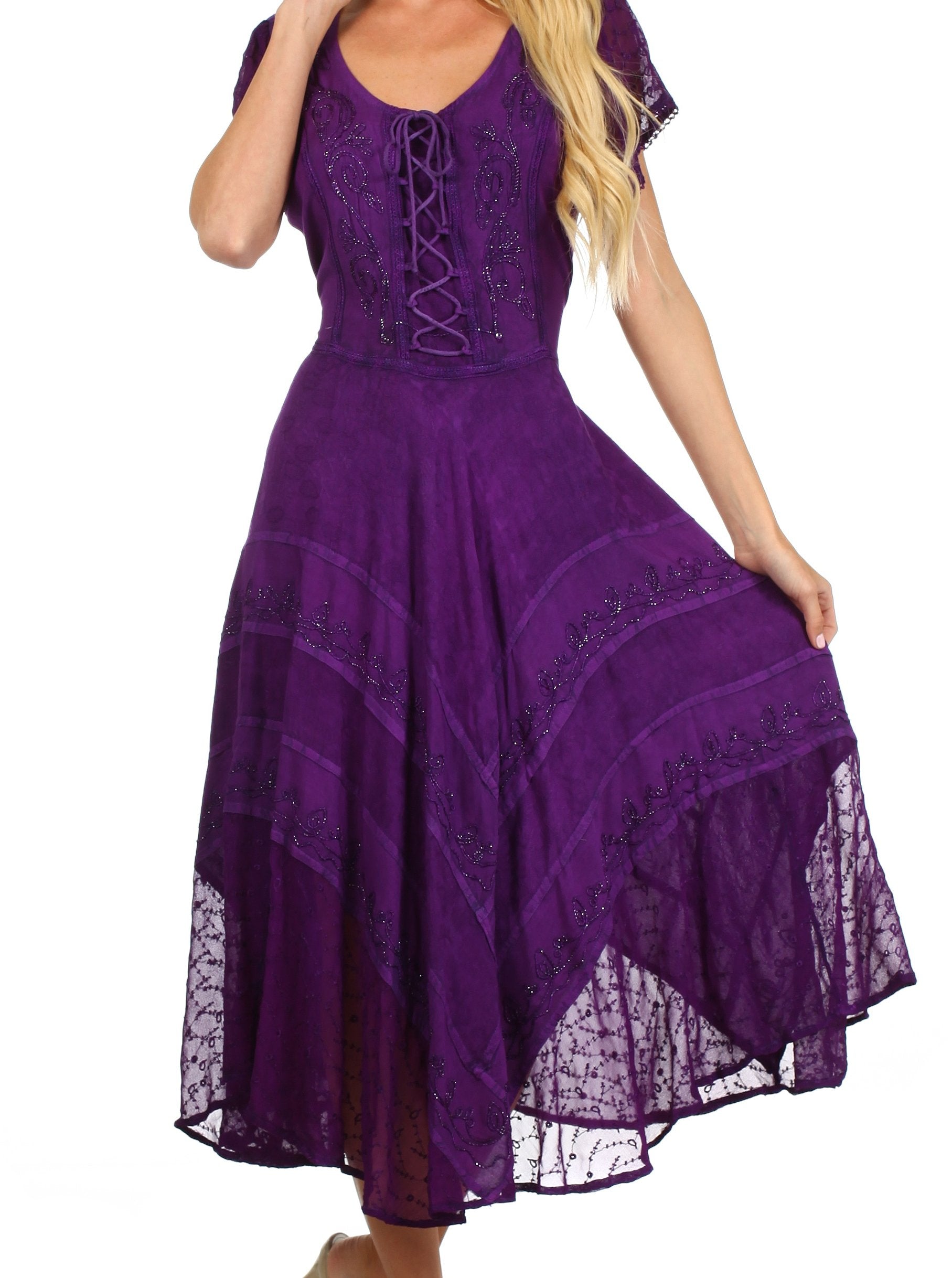 Sakkas Marigold Embroidered Fairy Dress - Concordia Style Boutique