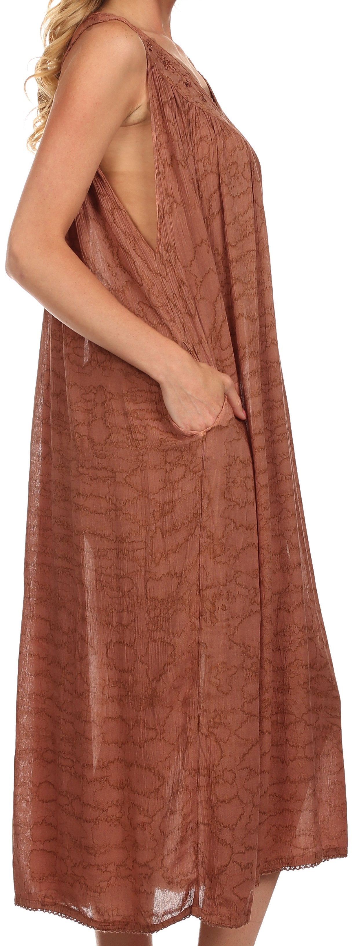 Sakkas Adele Sequin Embroidered Scoop Neck Sleeveless Dress / Cover Up - Concordia Style Boutique
