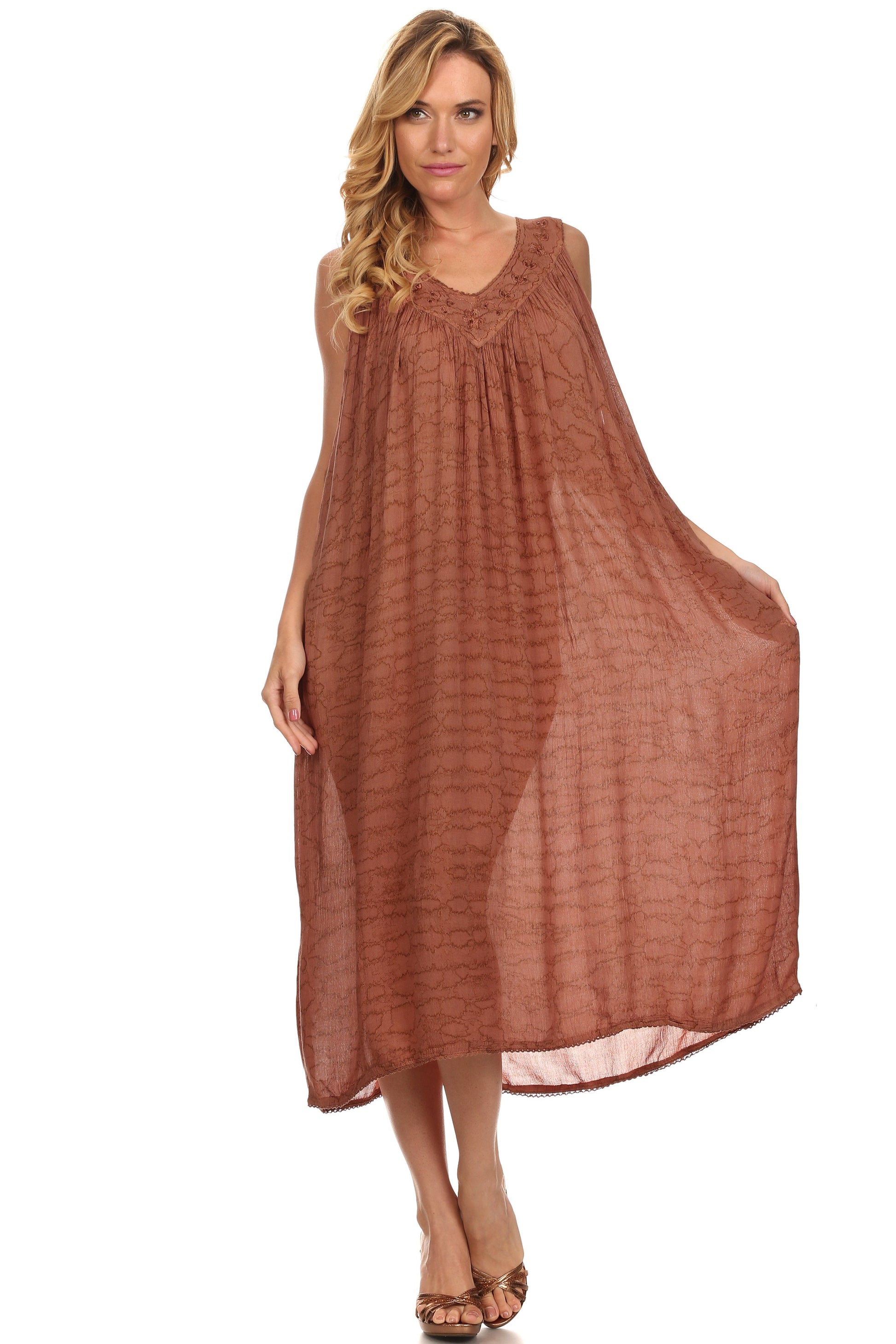 Sakkas Adele Sequin Embroidered Scoop Neck Sleeveless Dress / Cover Up - Concordia Style Boutique
