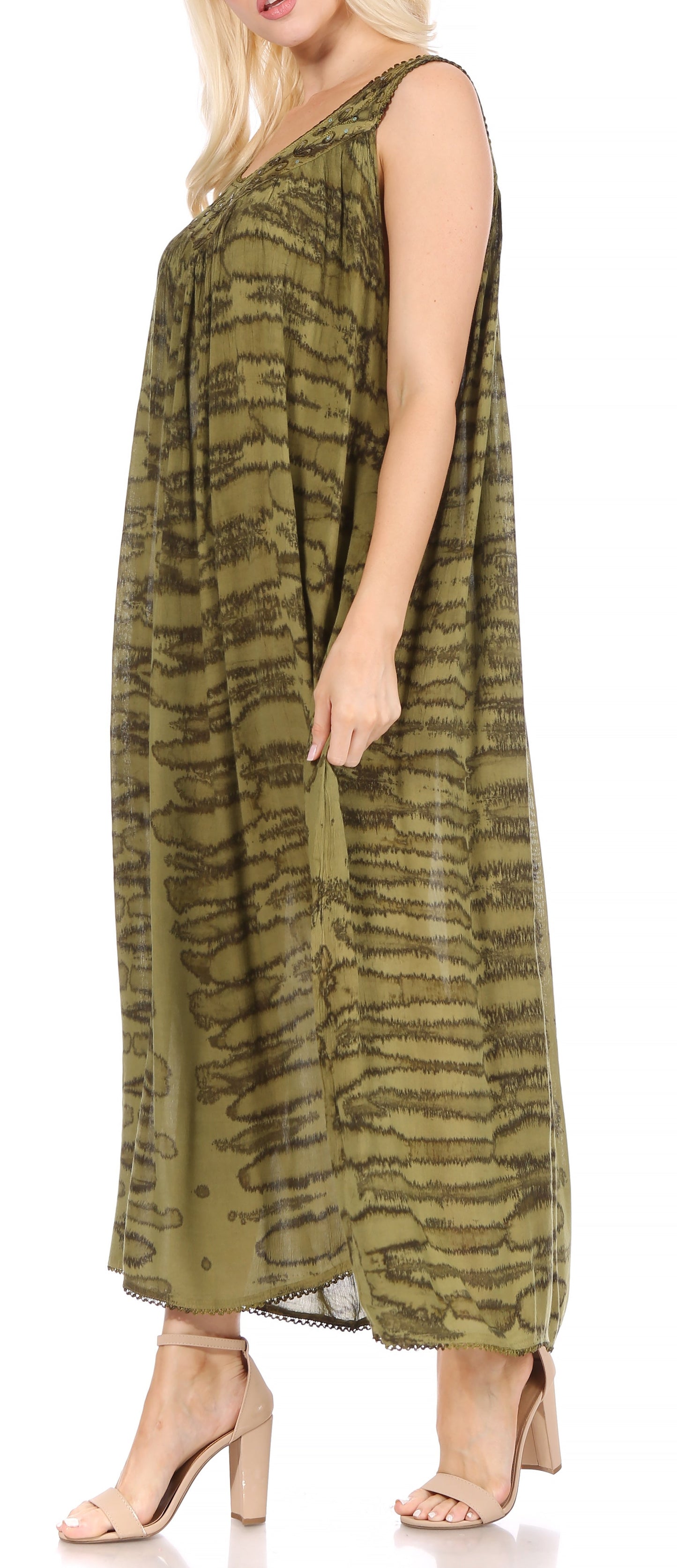 Sakkas Adele Sequin Embroidered Scoop Neck Sleeveless Dress / Cover Up - Concordia Style Boutique