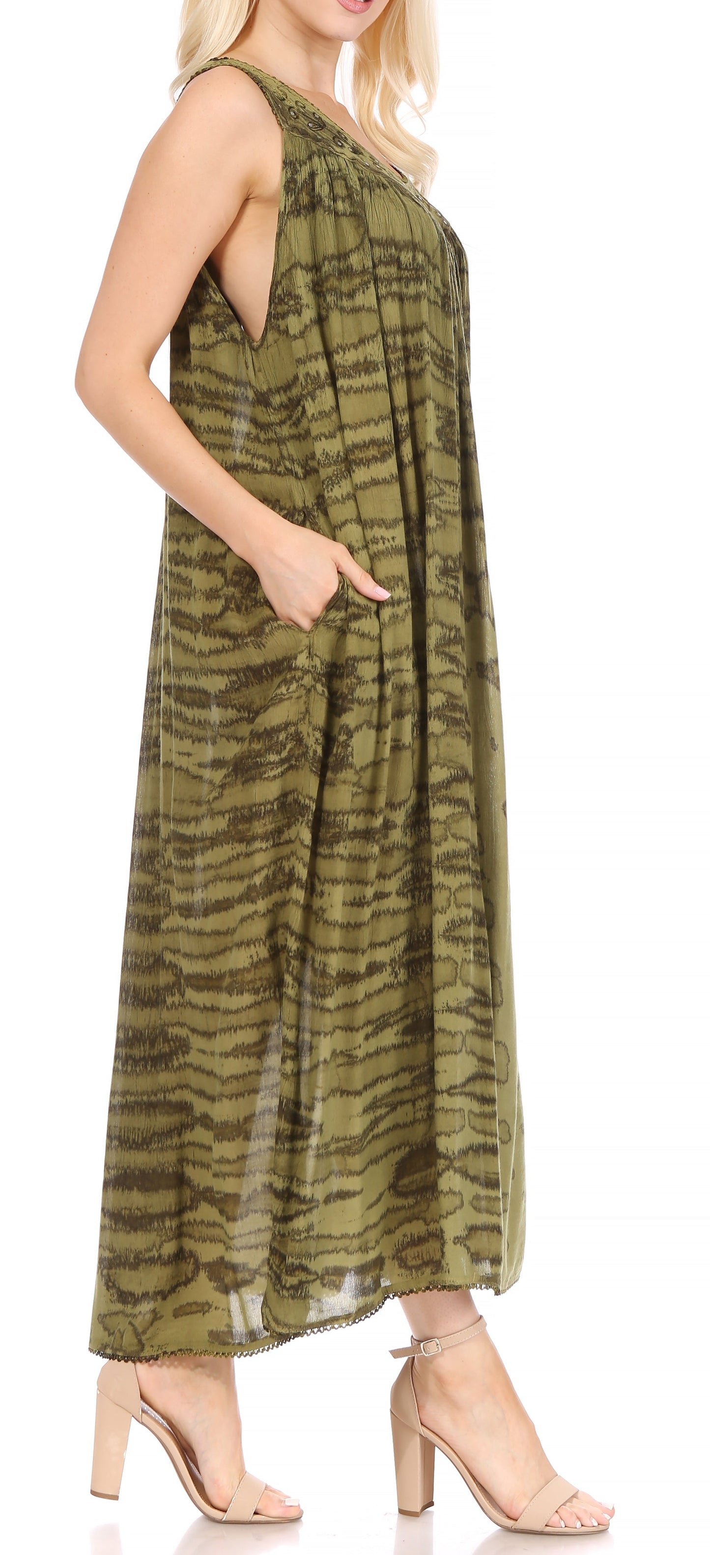 Sakkas Adele Sequin Embroidered Scoop Neck Sleeveless Dress / Cover Up - Concordia Style Boutique