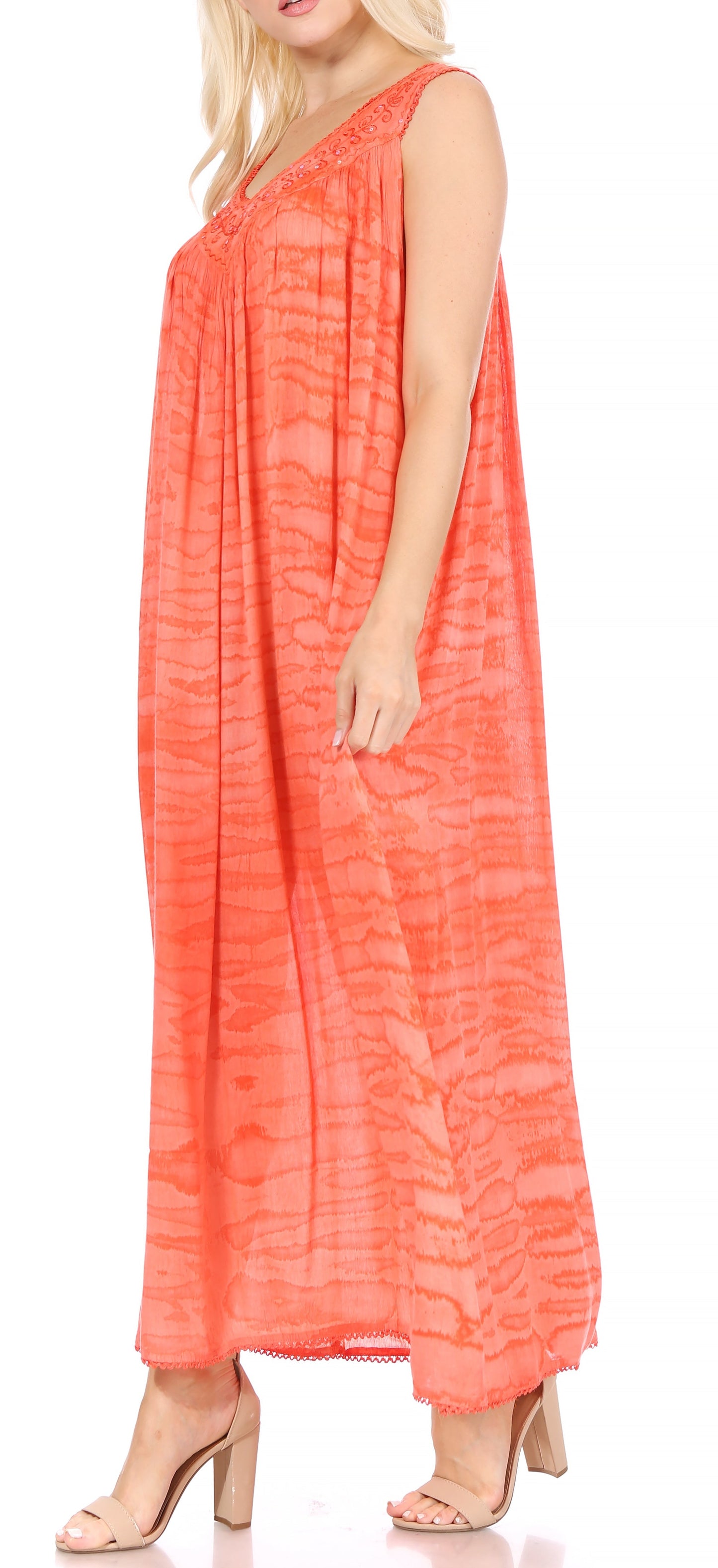Sakkas Adele Sequin Embroidered Scoop Neck Sleeveless Dress / Cover Up - Concordia Style Boutique