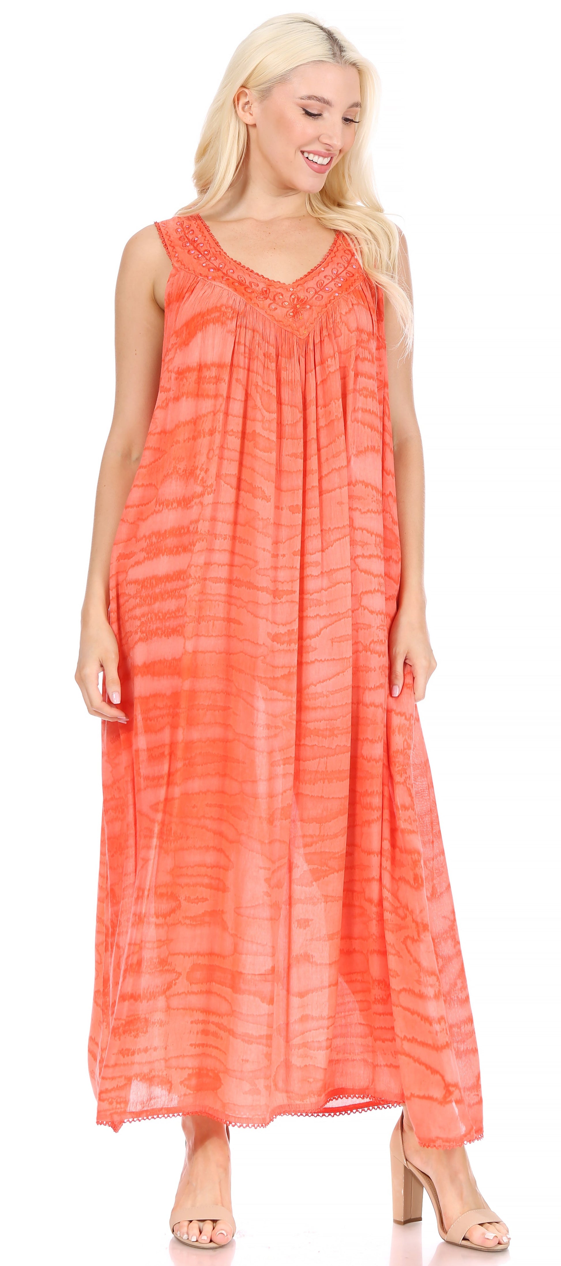 Sakkas Adele Sequin Embroidered Scoop Neck Sleeveless Dress / Cover Up - Concordia Style Boutique