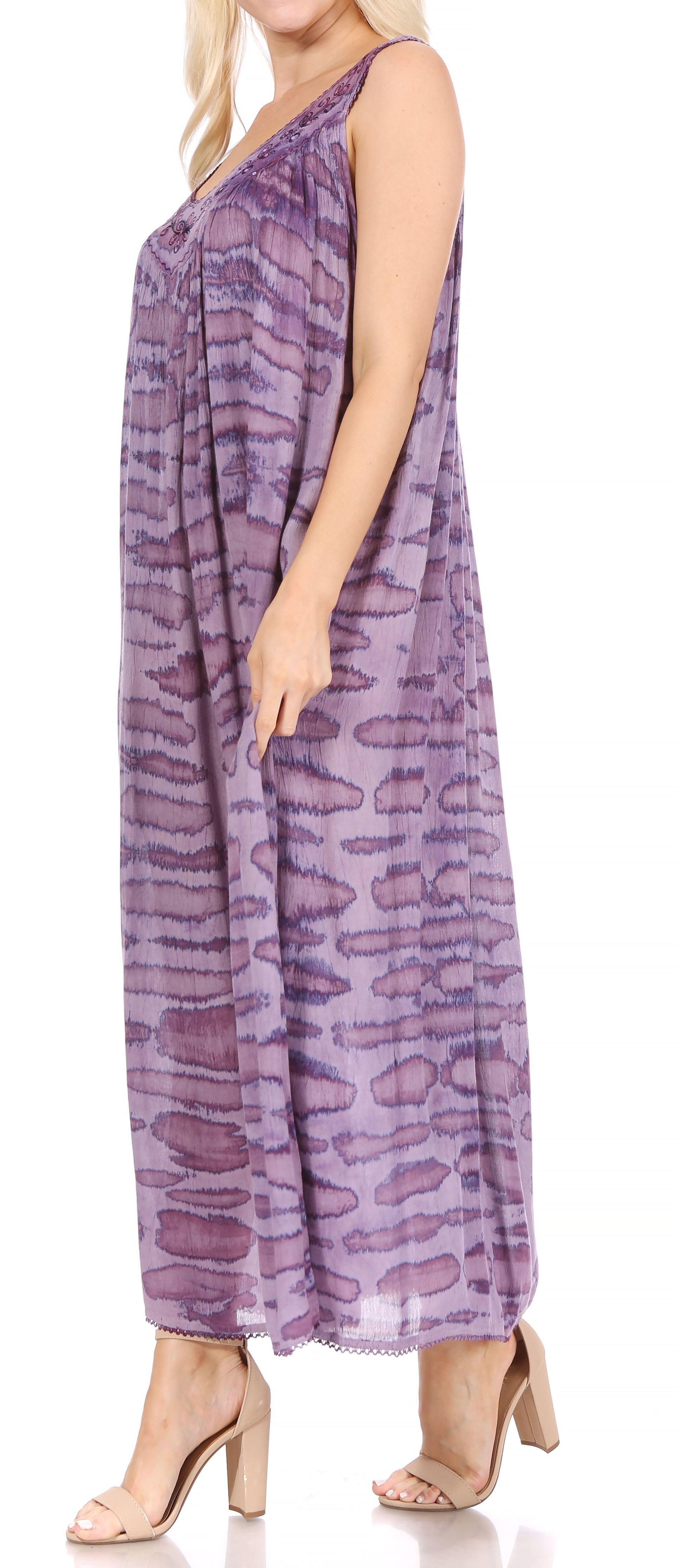 Sakkas Adele Sequin Embroidered Scoop Neck Sleeveless Dress / Cover Up - Concordia Style Boutique