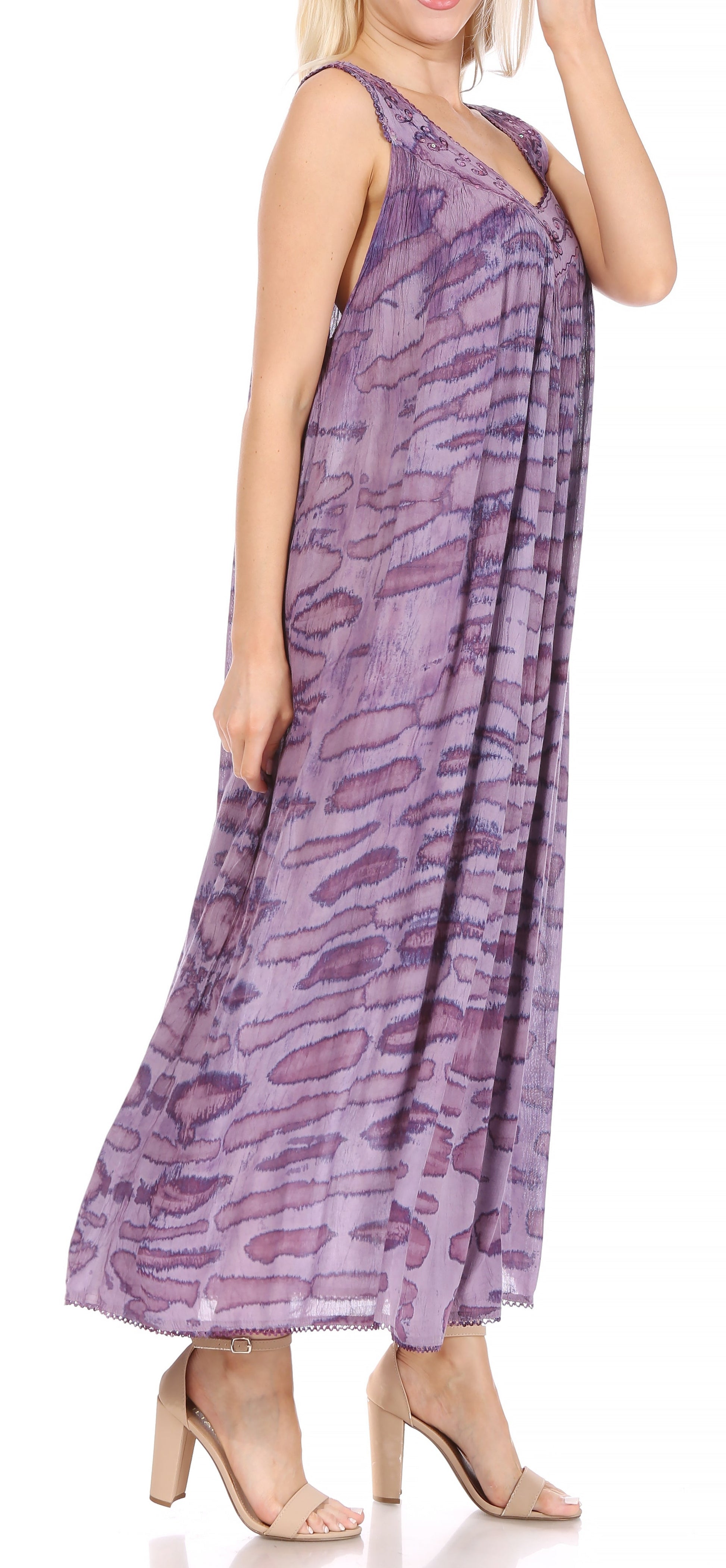 Sakkas Adele Sequin Embroidered Scoop Neck Sleeveless Dress / Cover Up - Concordia Style Boutique