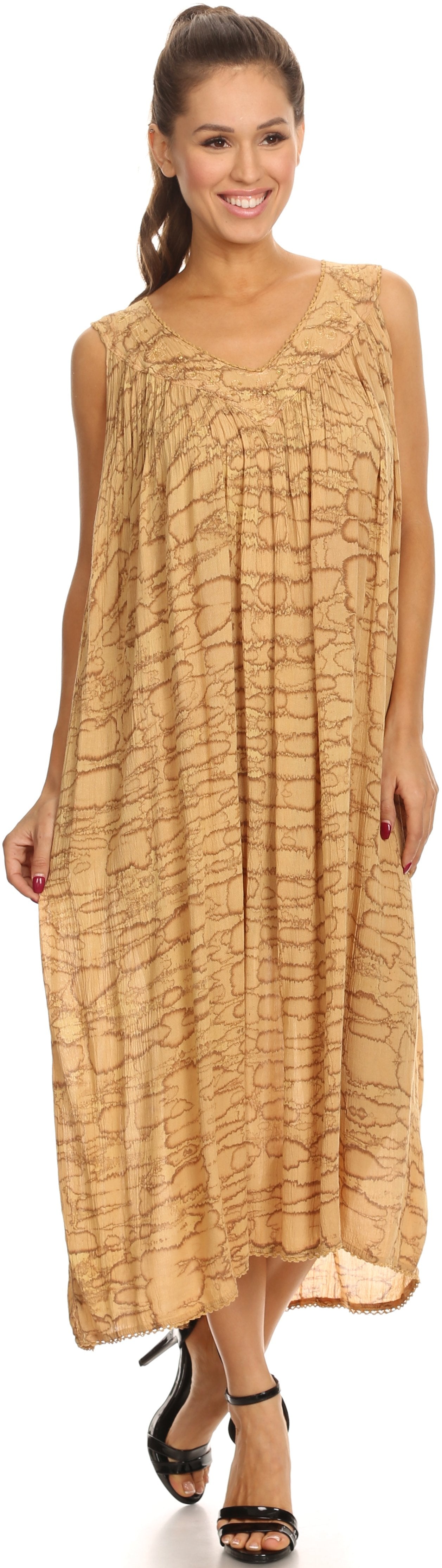 Sakkas Adele Sequin Embroidered Scoop Neck Sleeveless Dress / Cover Up - Concordia Style Boutique