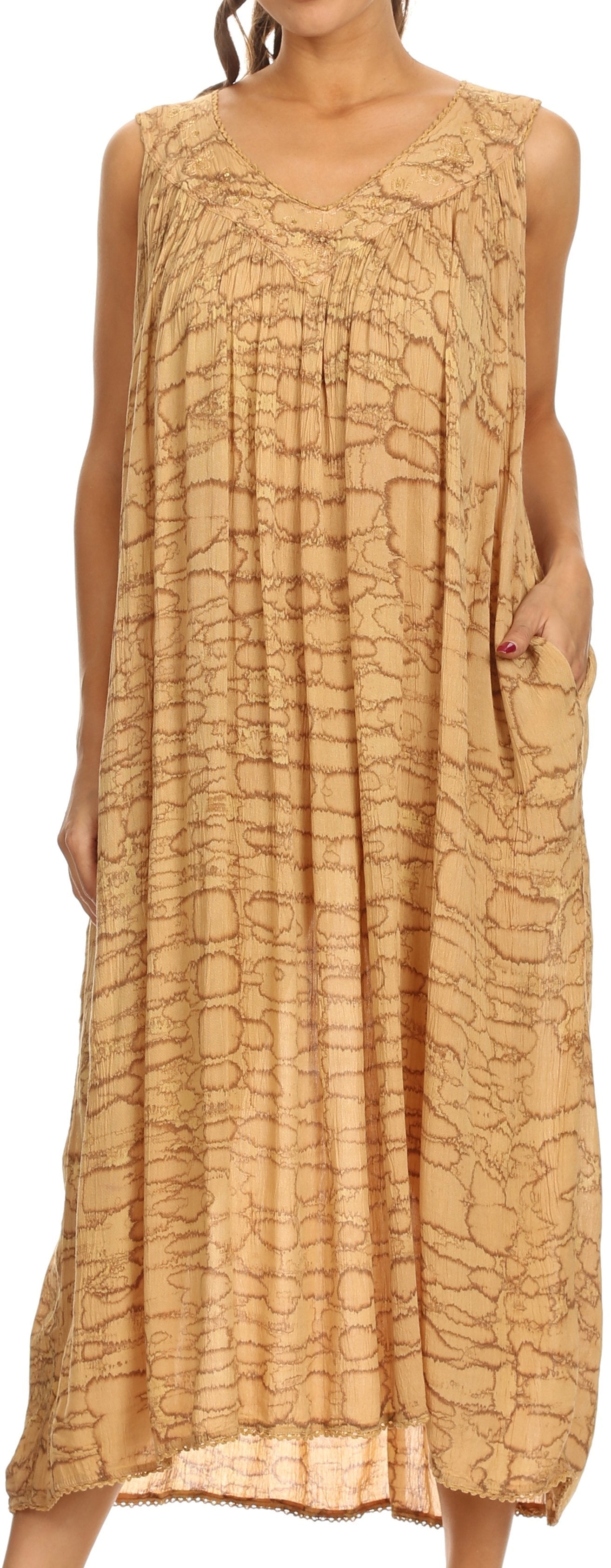 Sakkas Adele Sequin Embroidered Scoop Neck Sleeveless Dress / Cover Up - Concordia Style Boutique