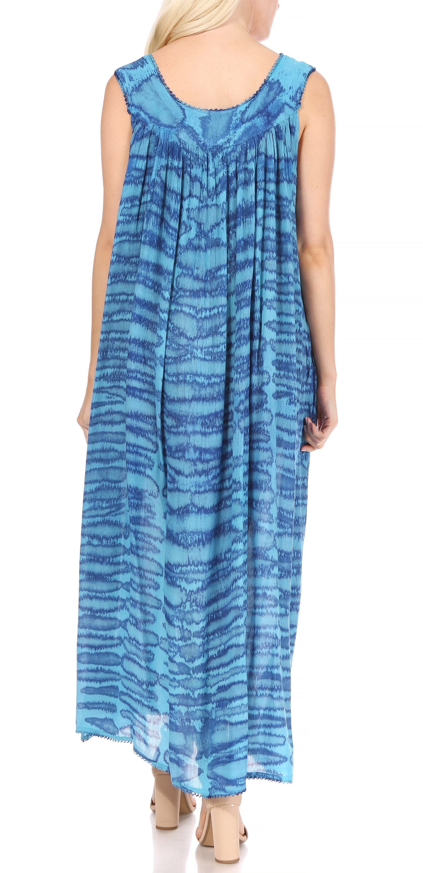Sakkas Adele Sequin Embroidered Scoop Neck Sleeveless Dress / Cover Up - Concordia Style Boutique