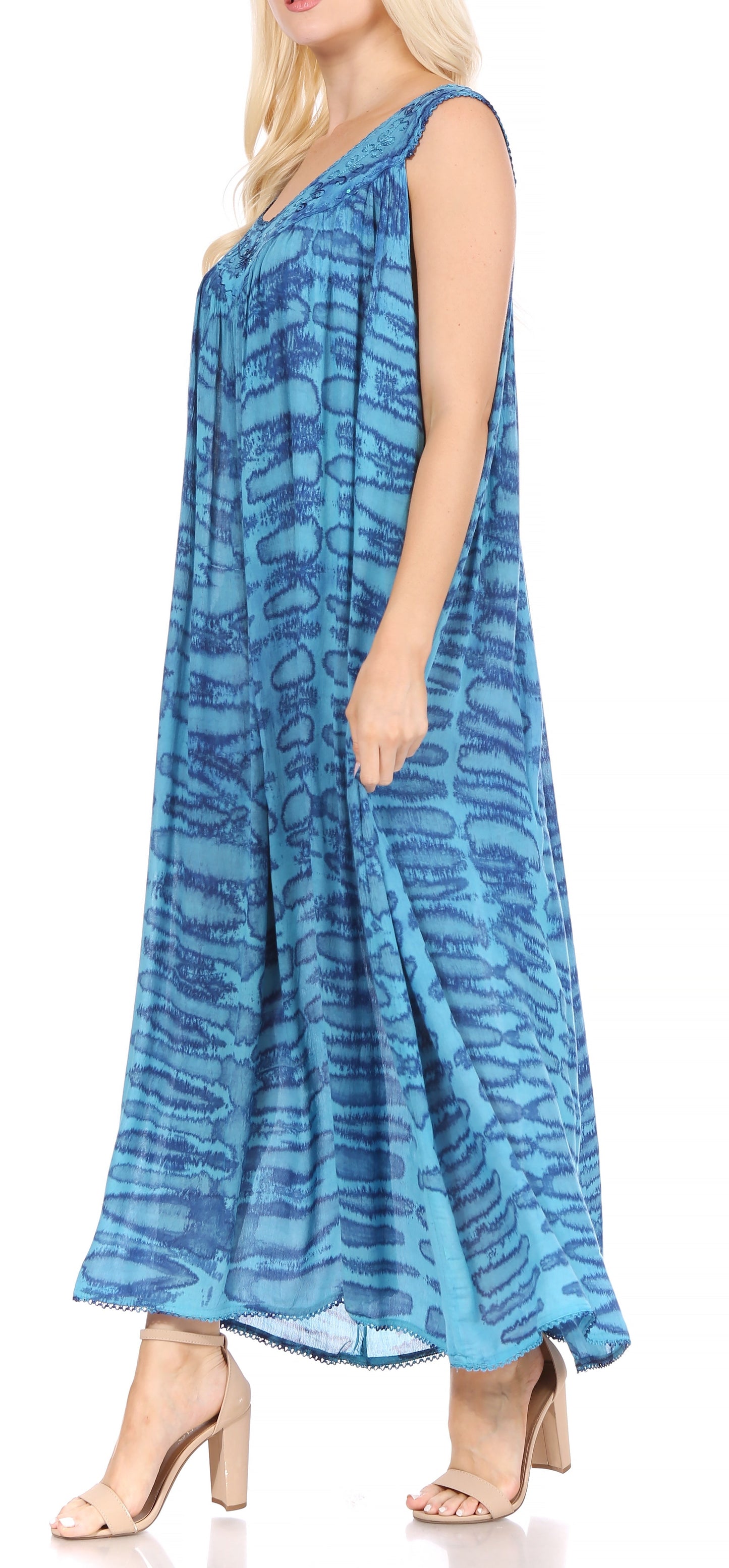 Sakkas Adele Sequin Embroidered Scoop Neck Sleeveless Dress / Cover Up - Concordia Style Boutique