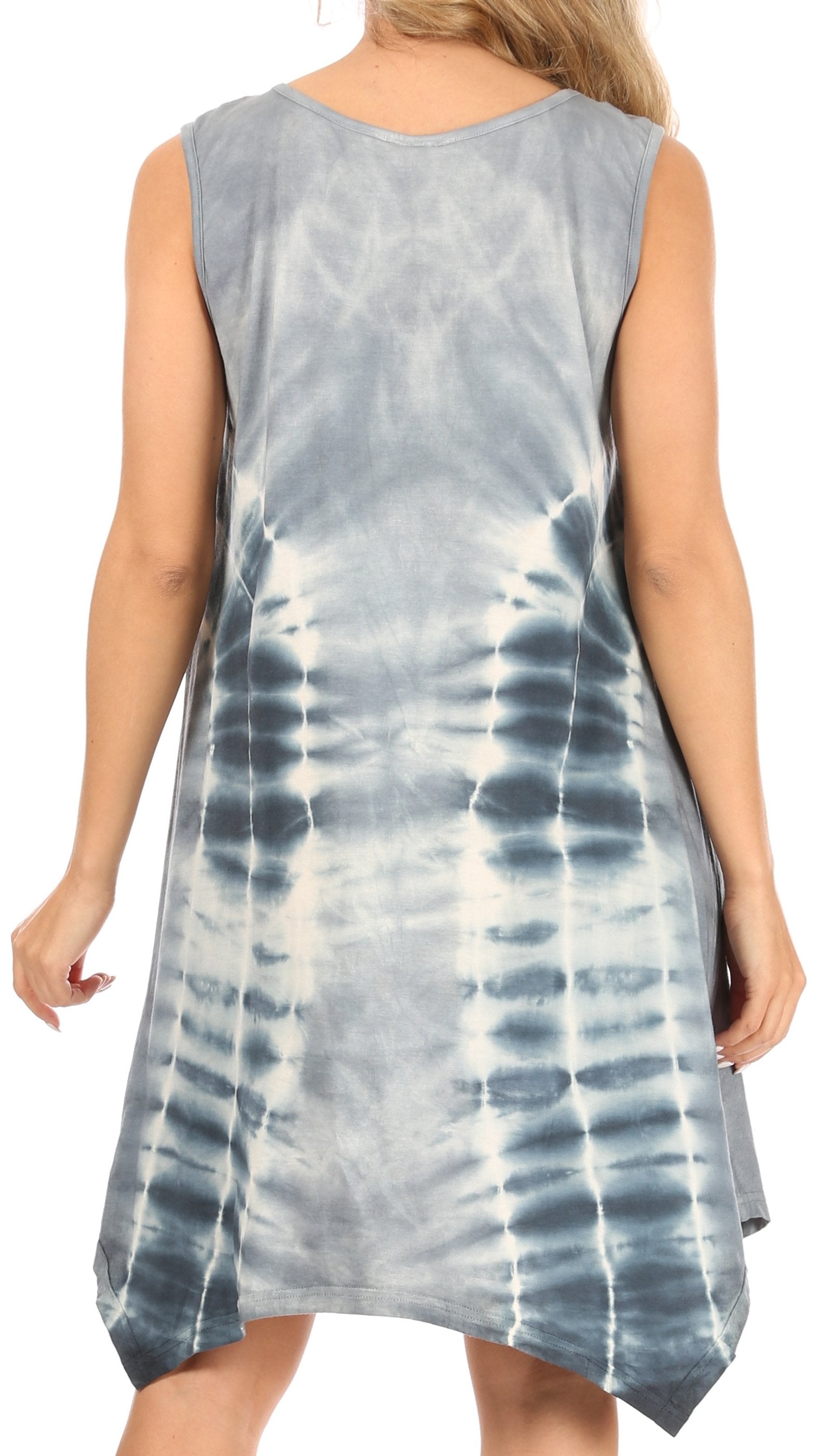 Sakkas Lunna Women's Casual Sleeveless Hi-low V-neck Knit Tie-dye Dress Cover-up - Concordia Style Boutique