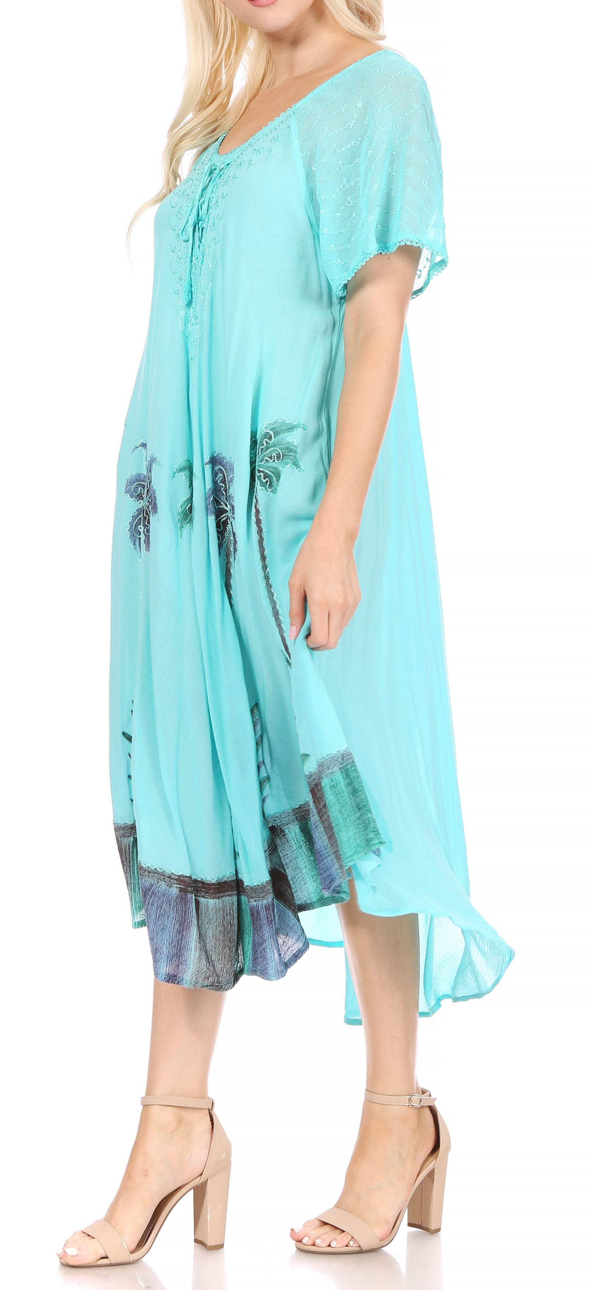 Sakkas Kai Palm Tree Caftan Tank Dress / Cover Up - Concordia Style Boutique