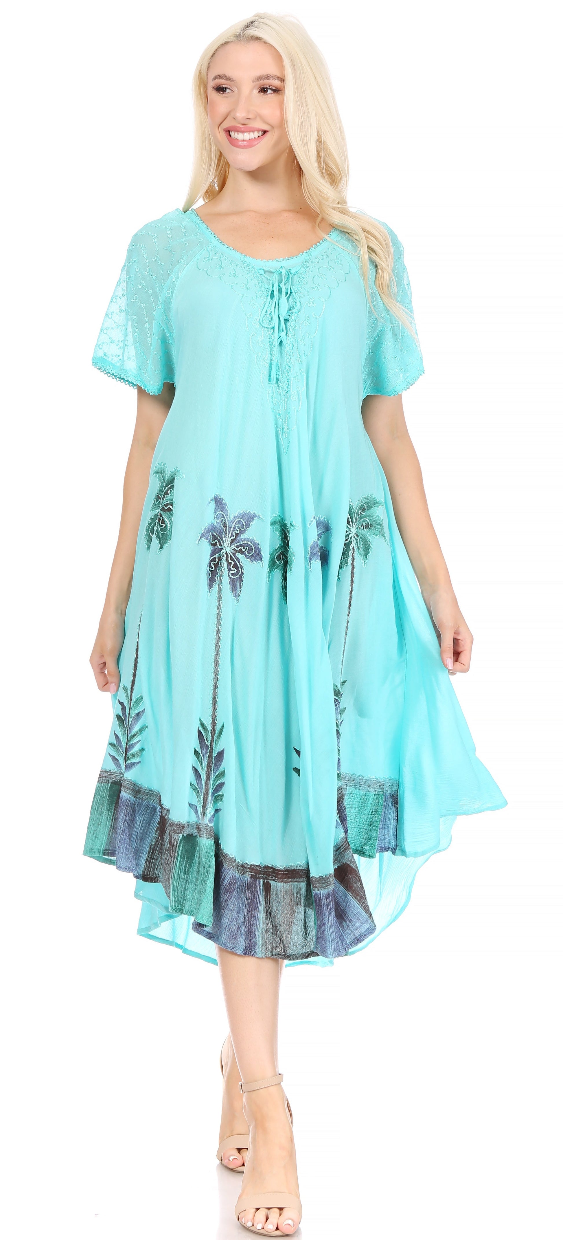 Sakkas Kai Palm Tree Caftan Tank Dress / Cover Up - Concordia Style Boutique
