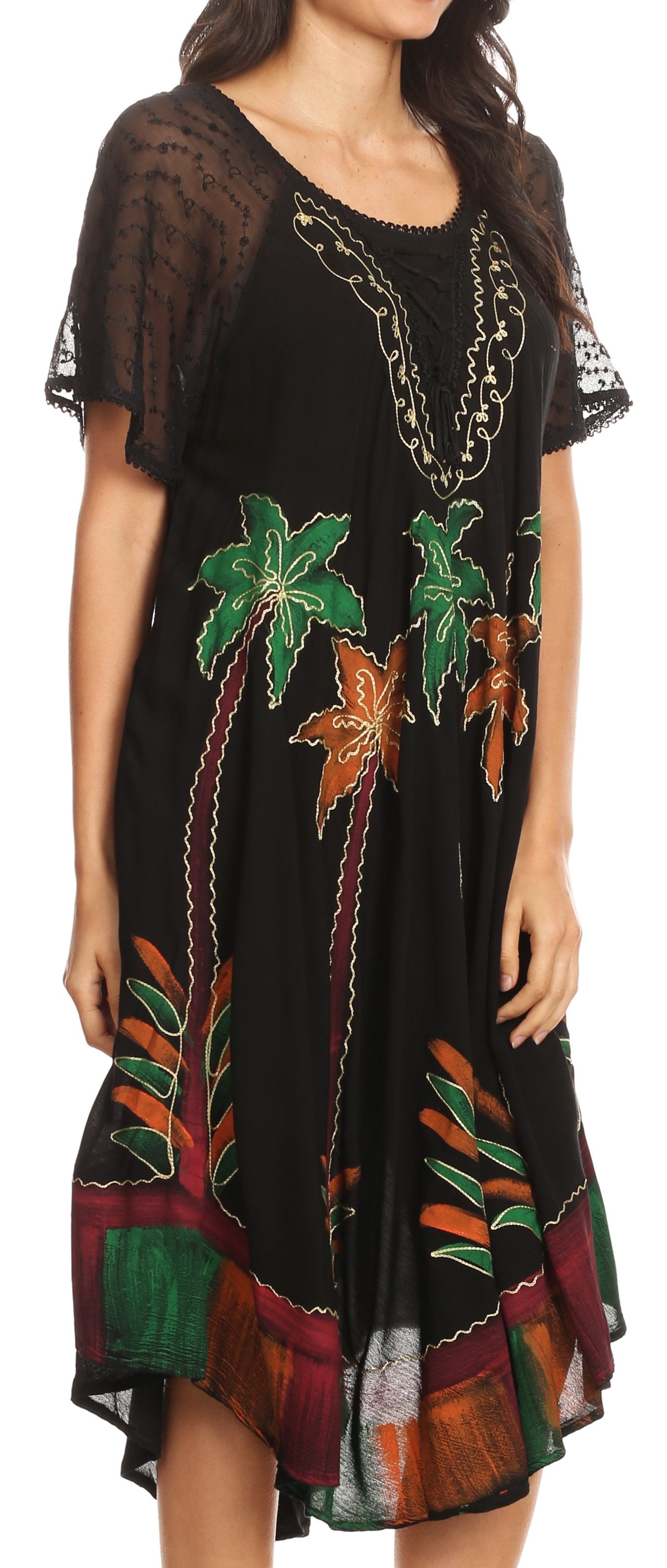 Sakkas Kai Palm Tree Caftan Tank Dress / Cover Up - Concordia Style Boutique