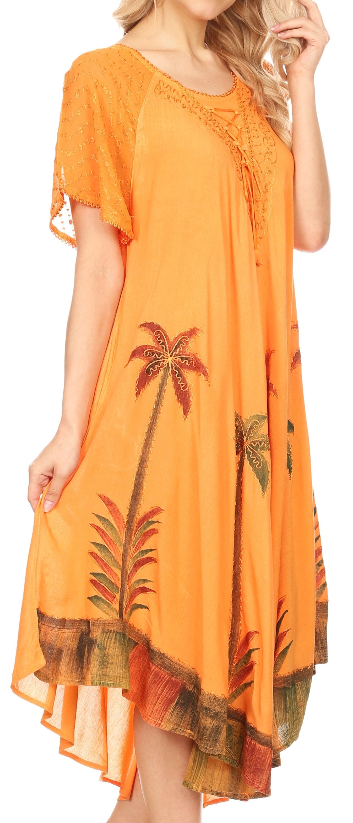 Sakkas Kai Palm Tree Caftan Tank Dress / Cover Up - Concordia Style Boutique