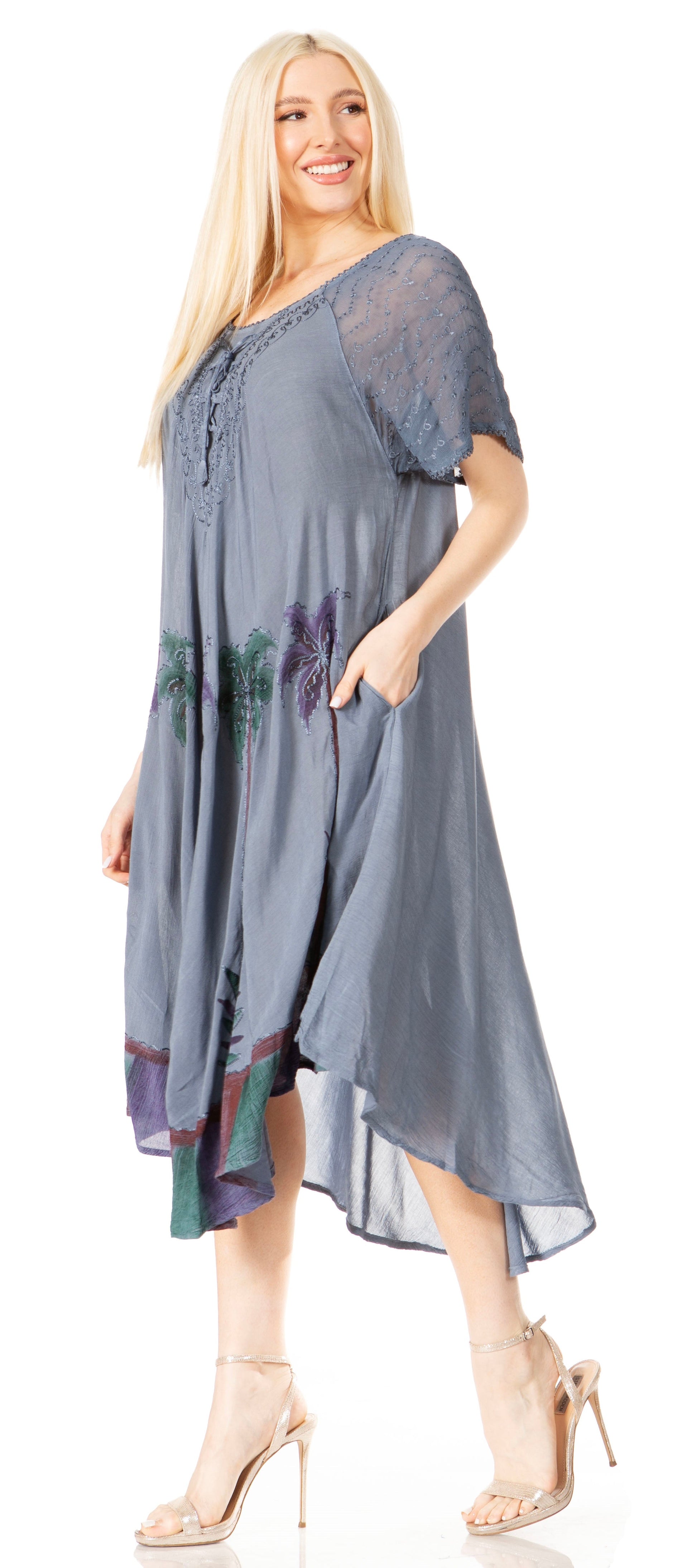 Sakkas Kai Palm Tree Caftan Tank Dress / Cover Up - Concordia Style Boutique