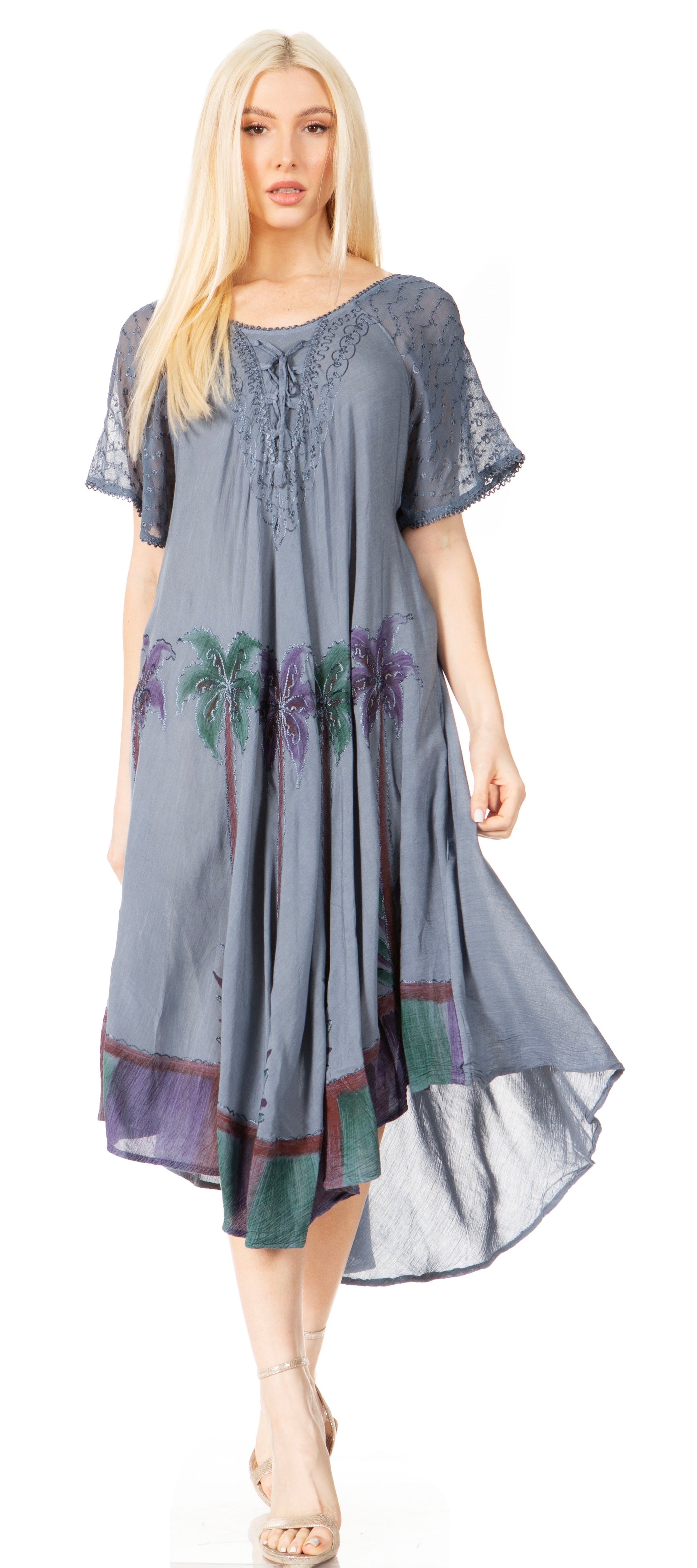 Sakkas Kai Palm Tree Caftan Tank Dress / Cover Up - Concordia Style Boutique