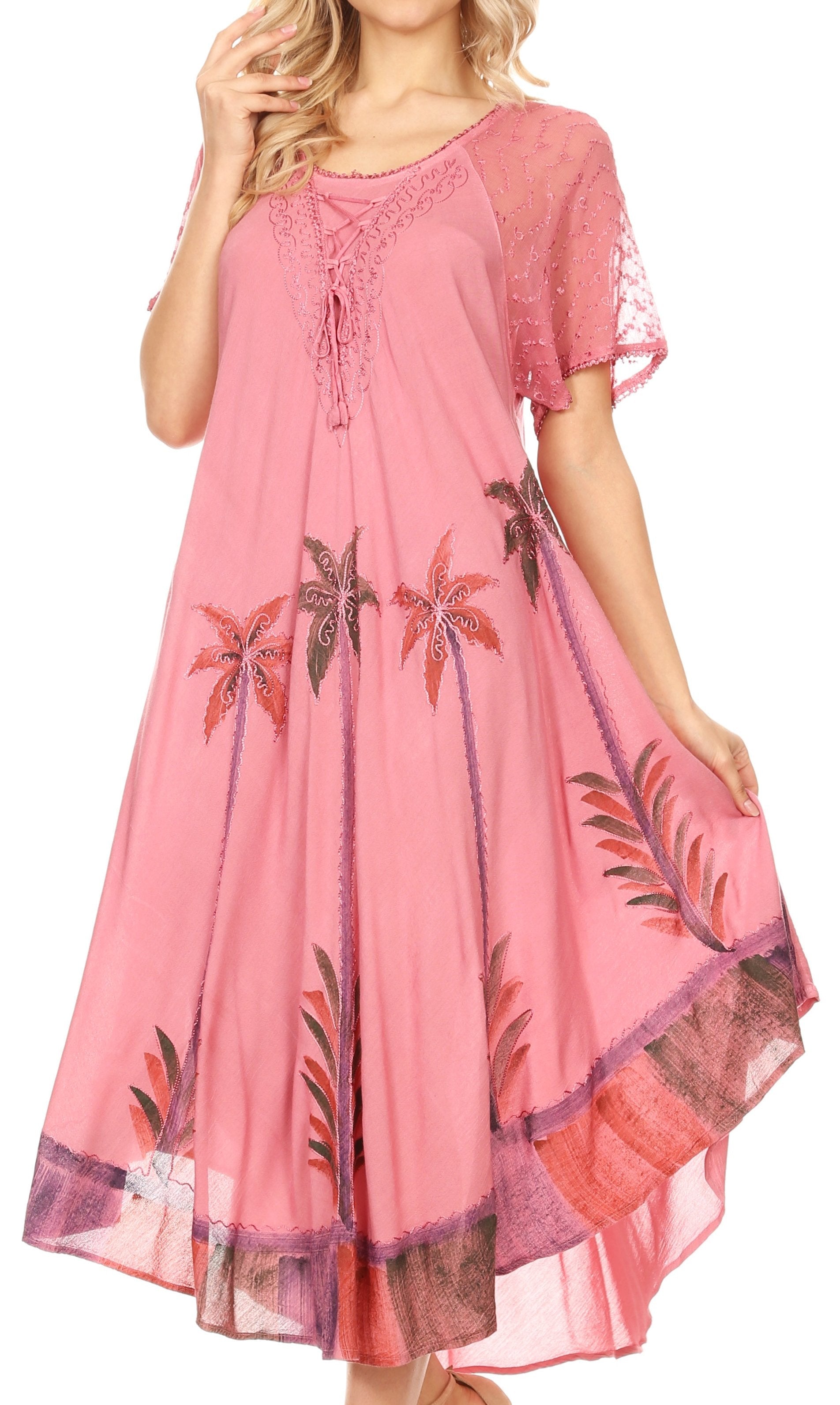 Sakkas Kai Palm Tree Caftan Tank Dress / Cover Up - Concordia Style Boutique