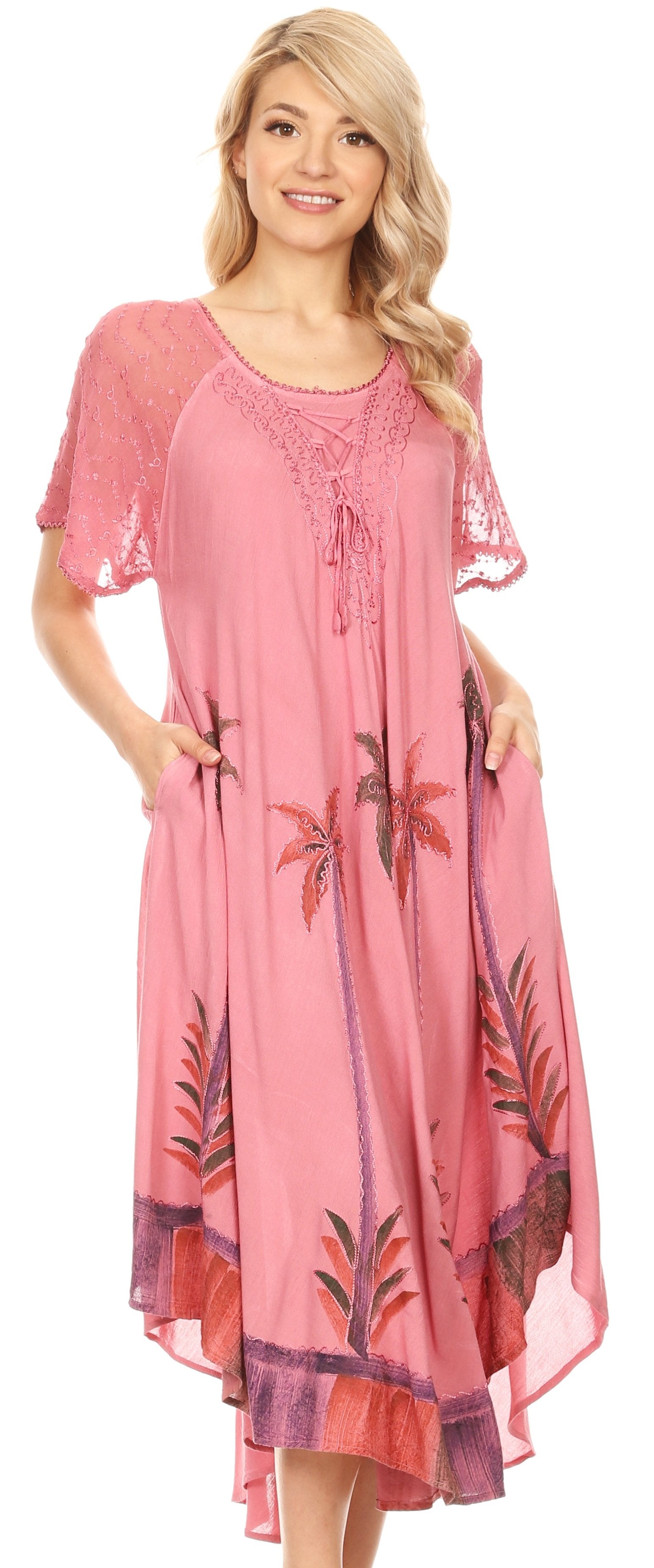 Sakkas Kai Palm Tree Caftan Tank Dress / Cover Up - Concordia Style Boutique