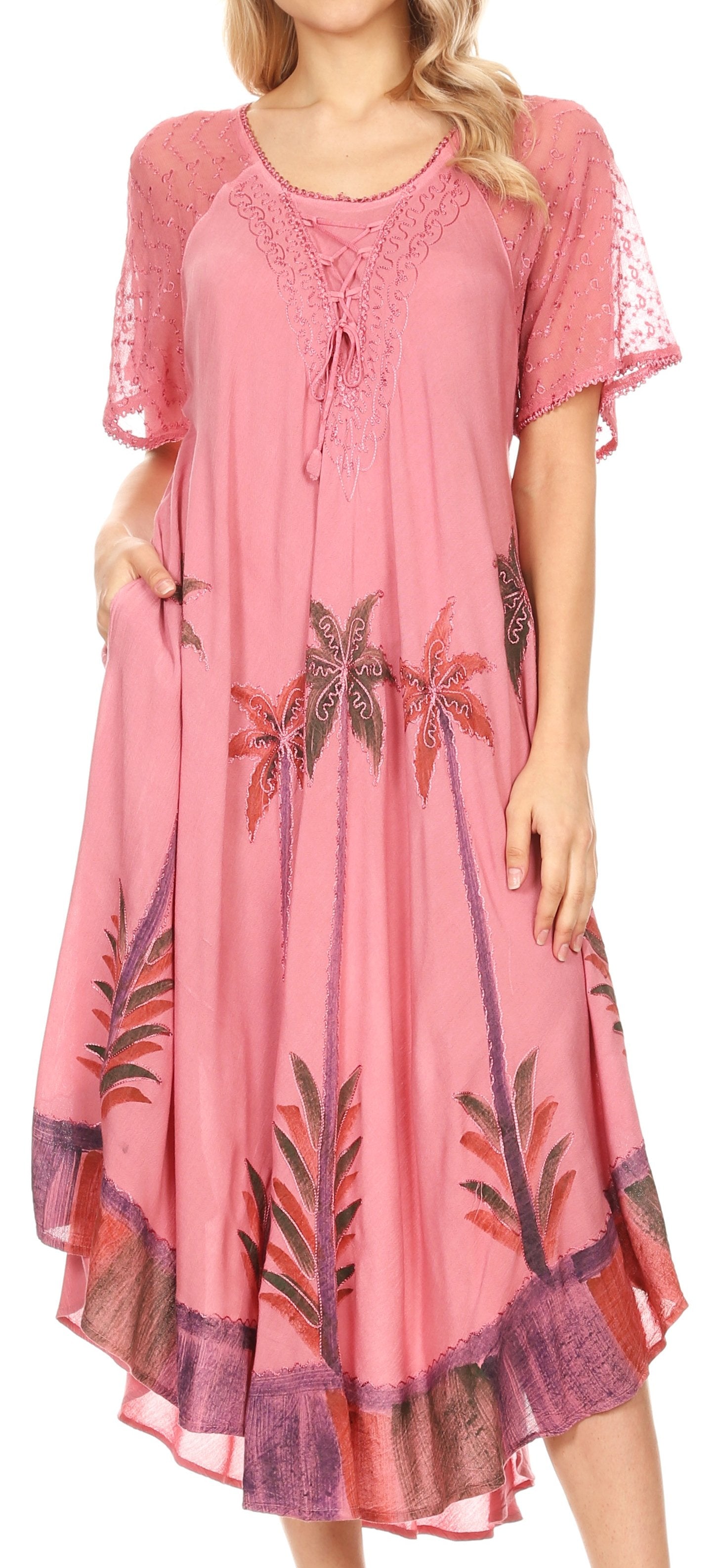 Sakkas Kai Palm Tree Caftan Tank Dress / Cover Up - Concordia Style Boutique