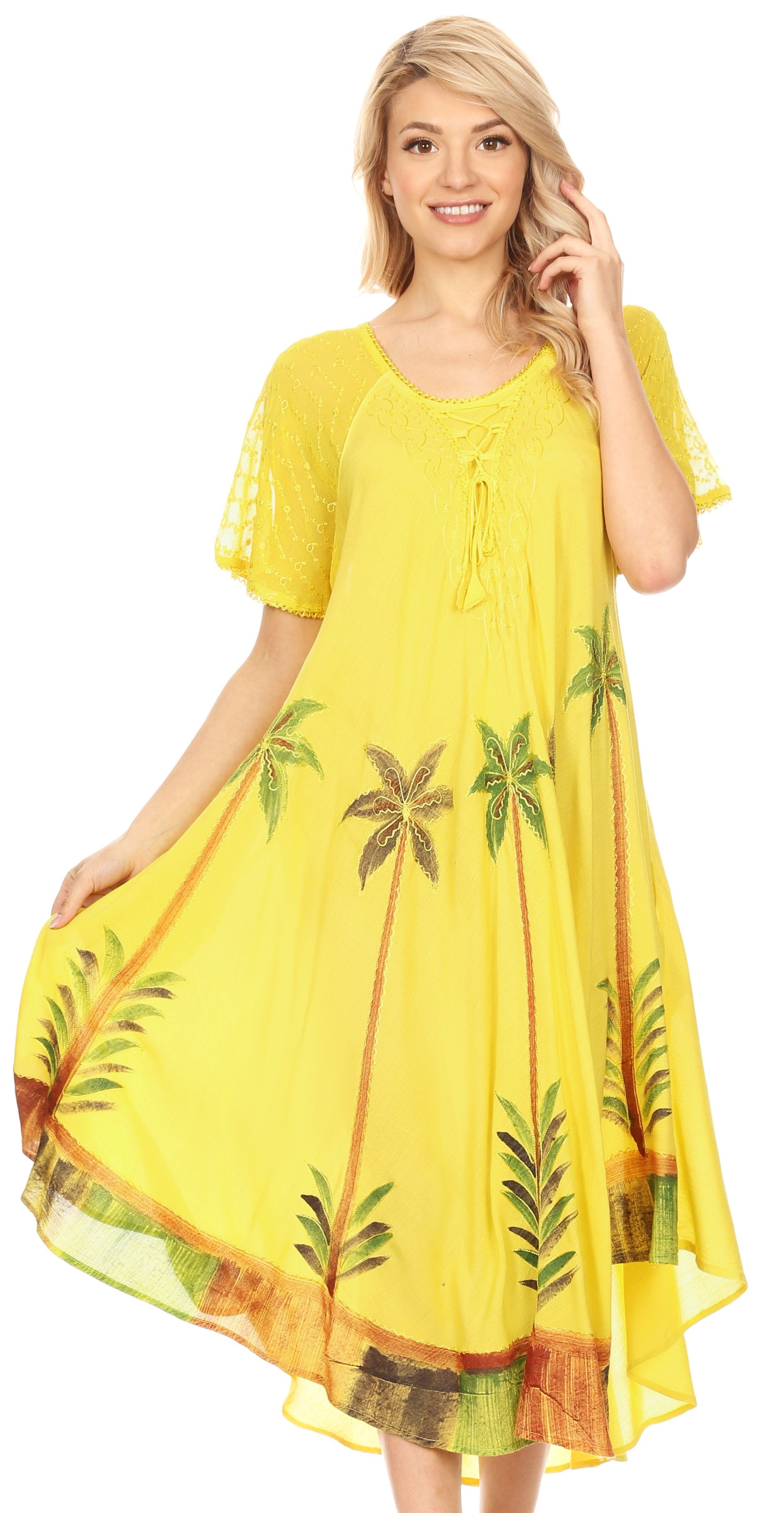 Sakkas Kai Palm Tree Caftan Tank Dress / Cover Up - Concordia Style Boutique