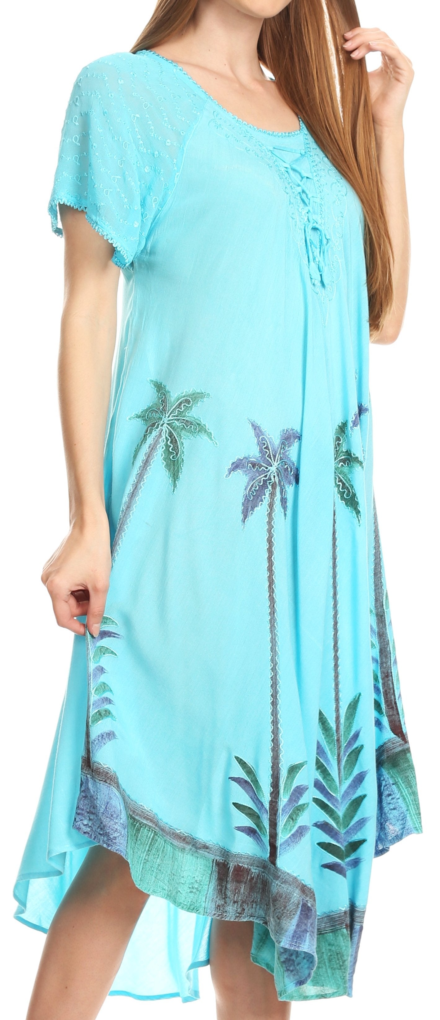 Sakkas Kai Palm Tree Caftan Tank Dress / Cover Up - Concordia Style Boutique
