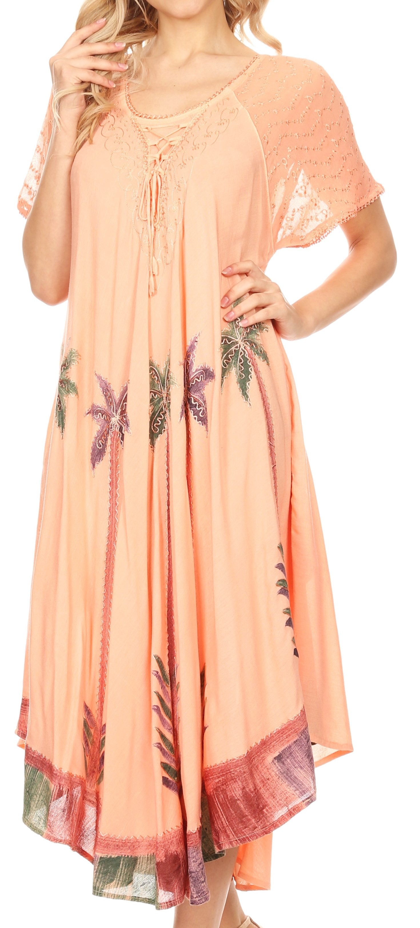 Sakkas Kai Palm Tree Caftan Tank Dress / Cover Up - Concordia Style Boutique