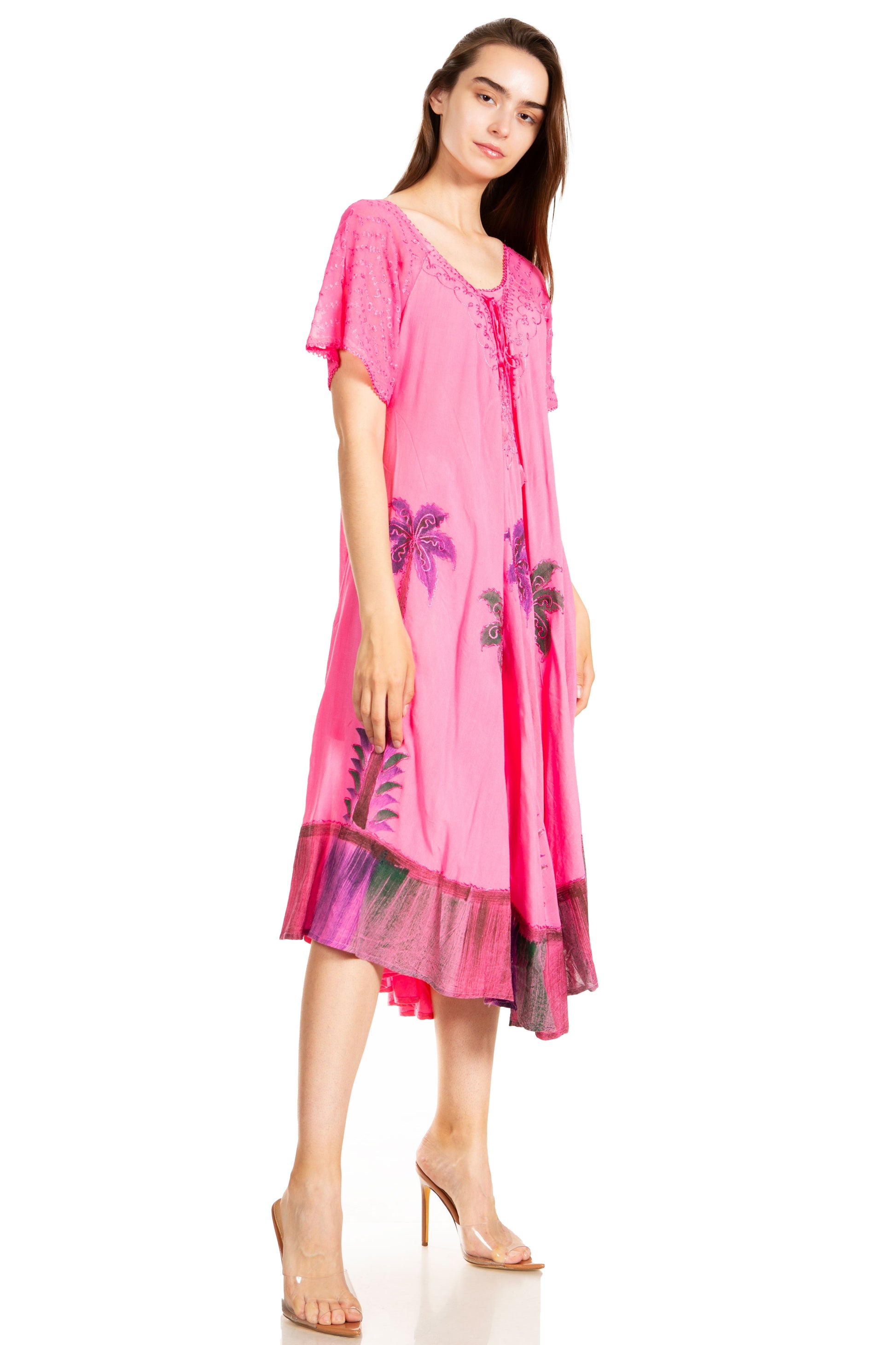 Sakkas Kai Palm Tree Caftan Tank Dress / Cover Up - Concordia Style Boutique