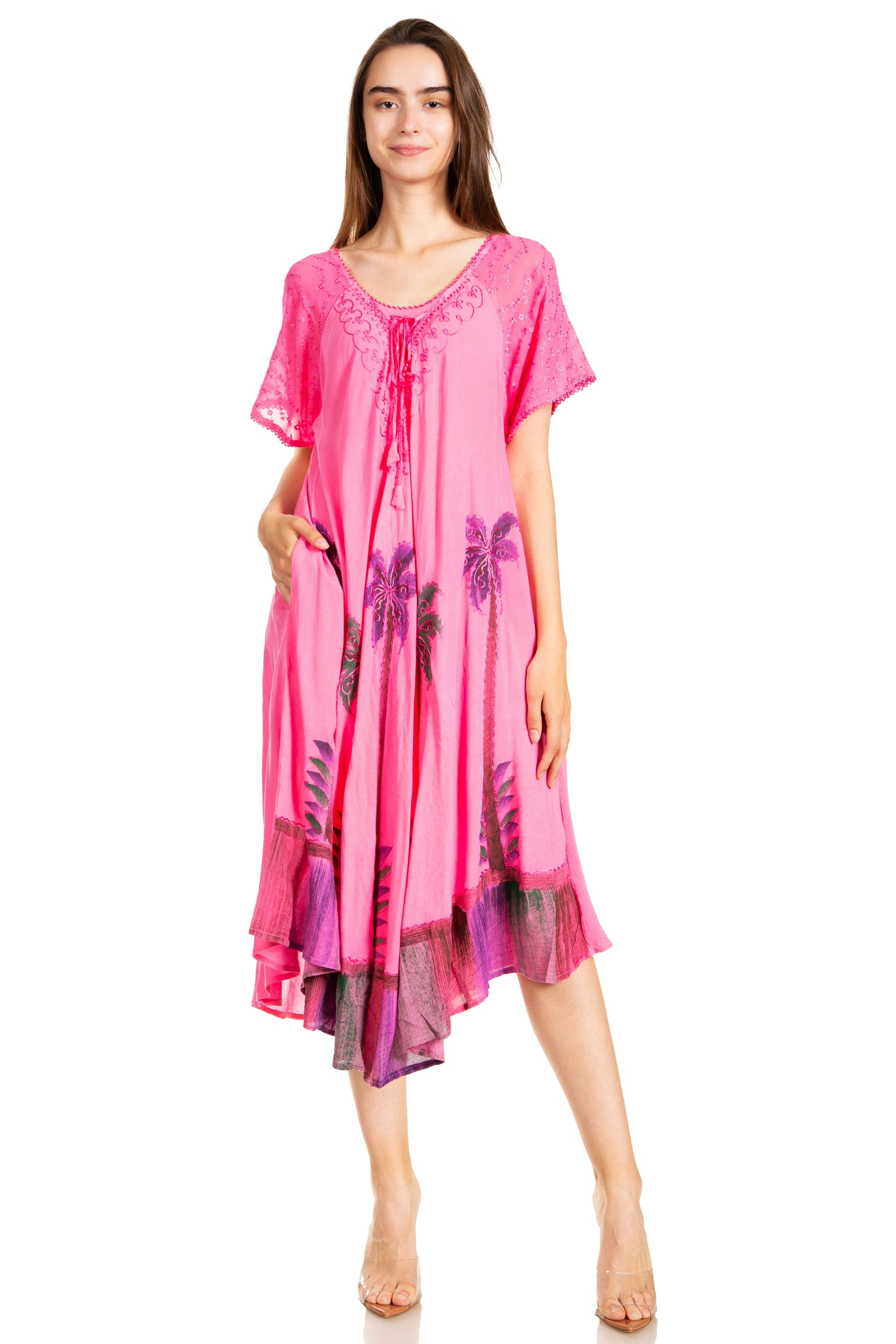 Sakkas Kai Palm Tree Caftan Tank Dress / Cover Up - Concordia Style Boutique