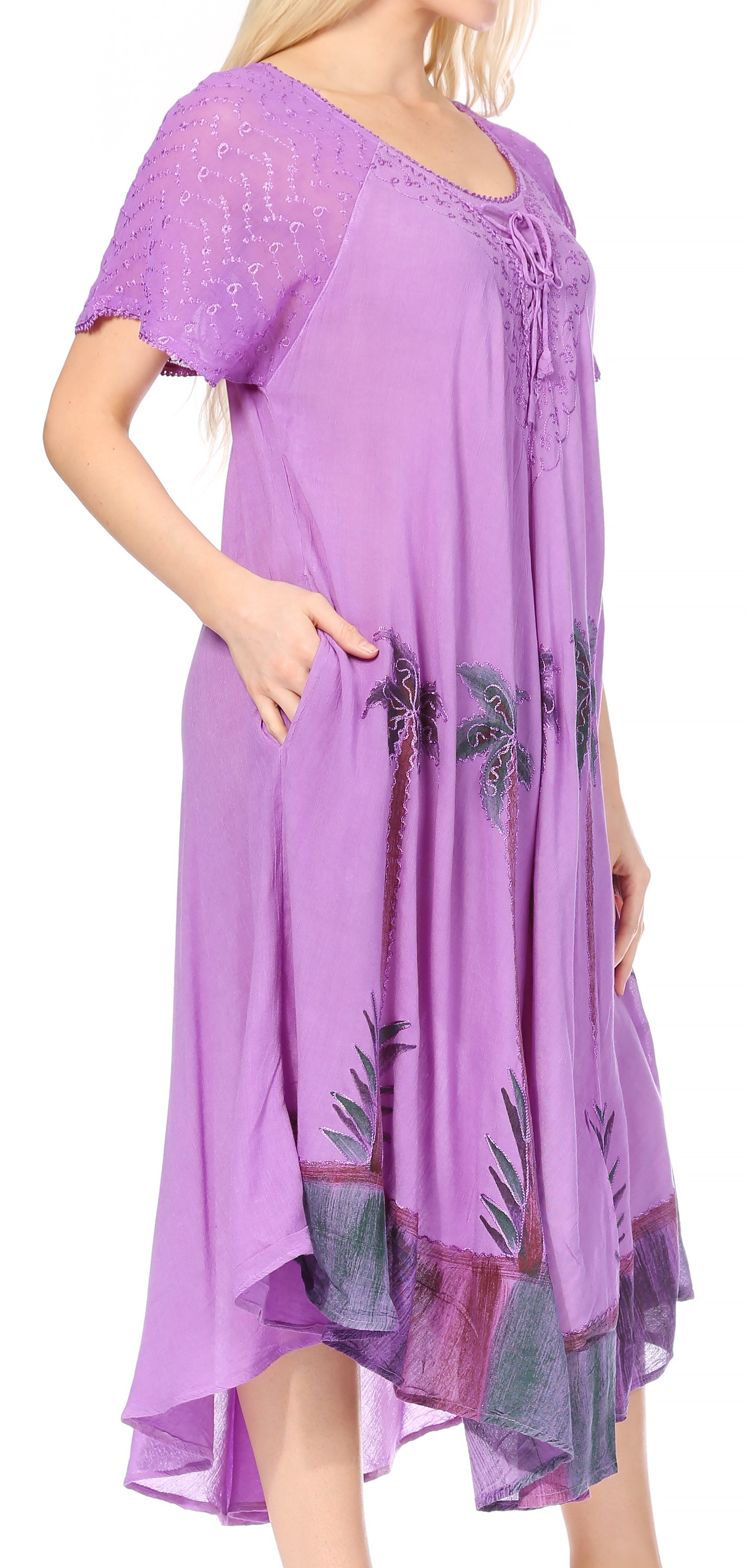 Sakkas Kai Palm Tree Caftan Tank Dress / Cover Up - Concordia Style Boutique
