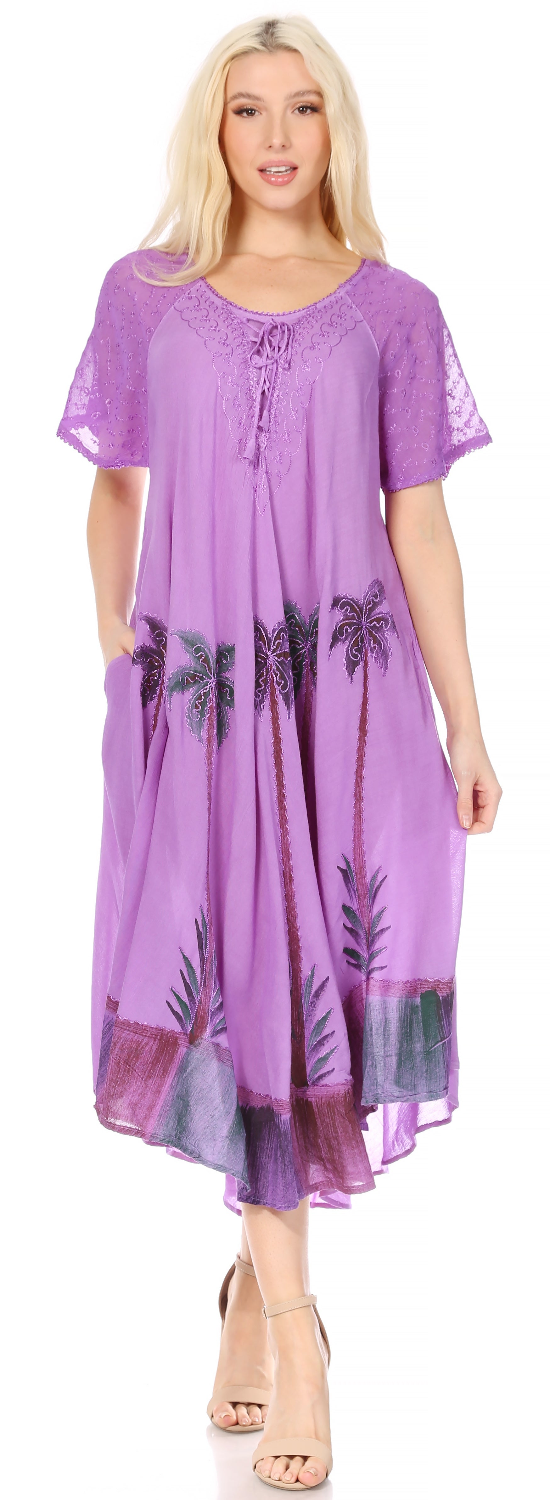 Sakkas Kai Palm Tree Caftan Tank Dress / Cover Up - Concordia Style Boutique