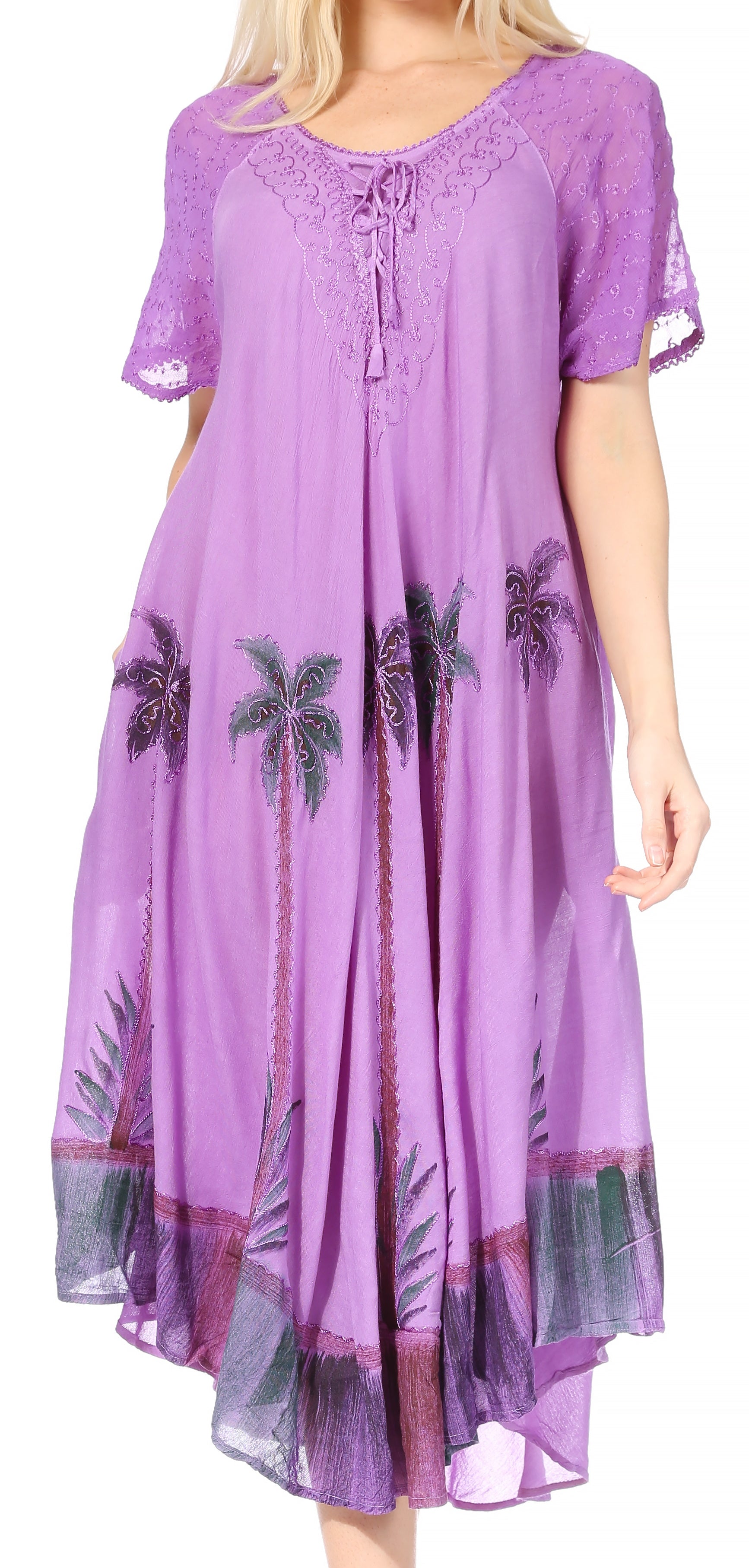 Sakkas Kai Palm Tree Caftan Tank Dress / Cover Up - Concordia Style Boutique