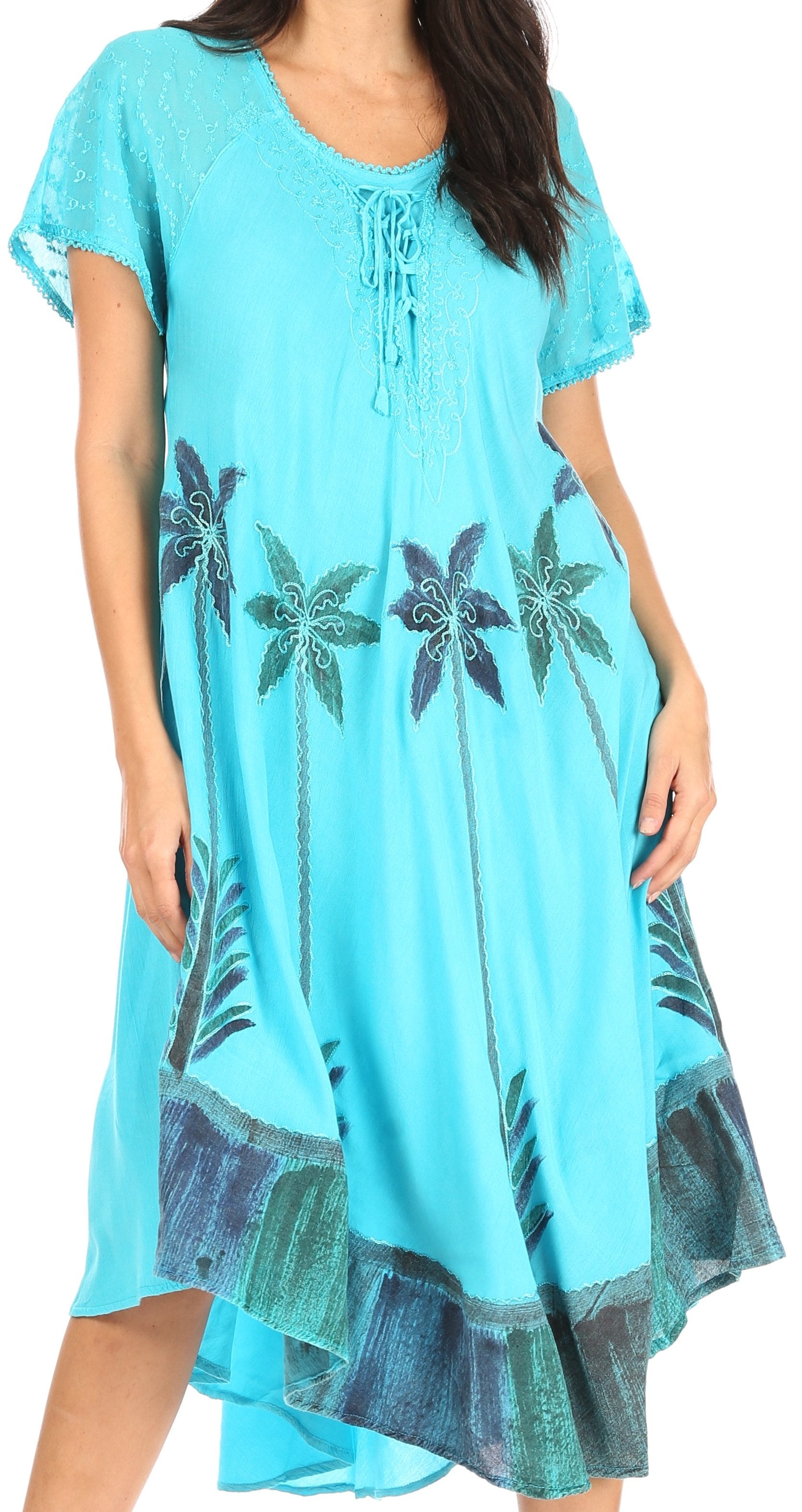 Sakkas Kai Palm Tree Caftan Tank Dress / Cover Up - Concordia Style Boutique