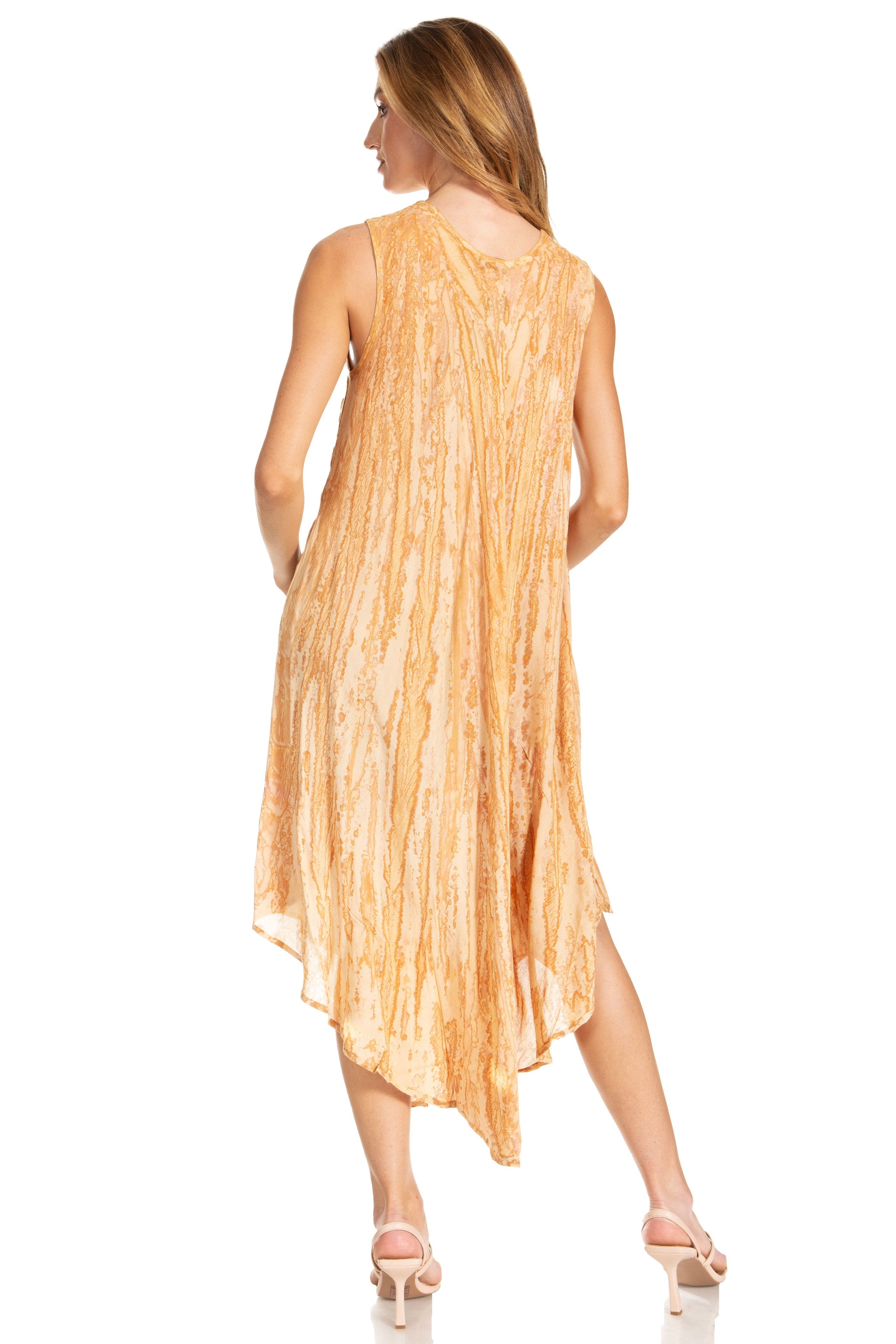 Sakkas Kara Long Draped Sleeveless Marbled Caftan Dress / Cover Up - Concordia Style Boutique